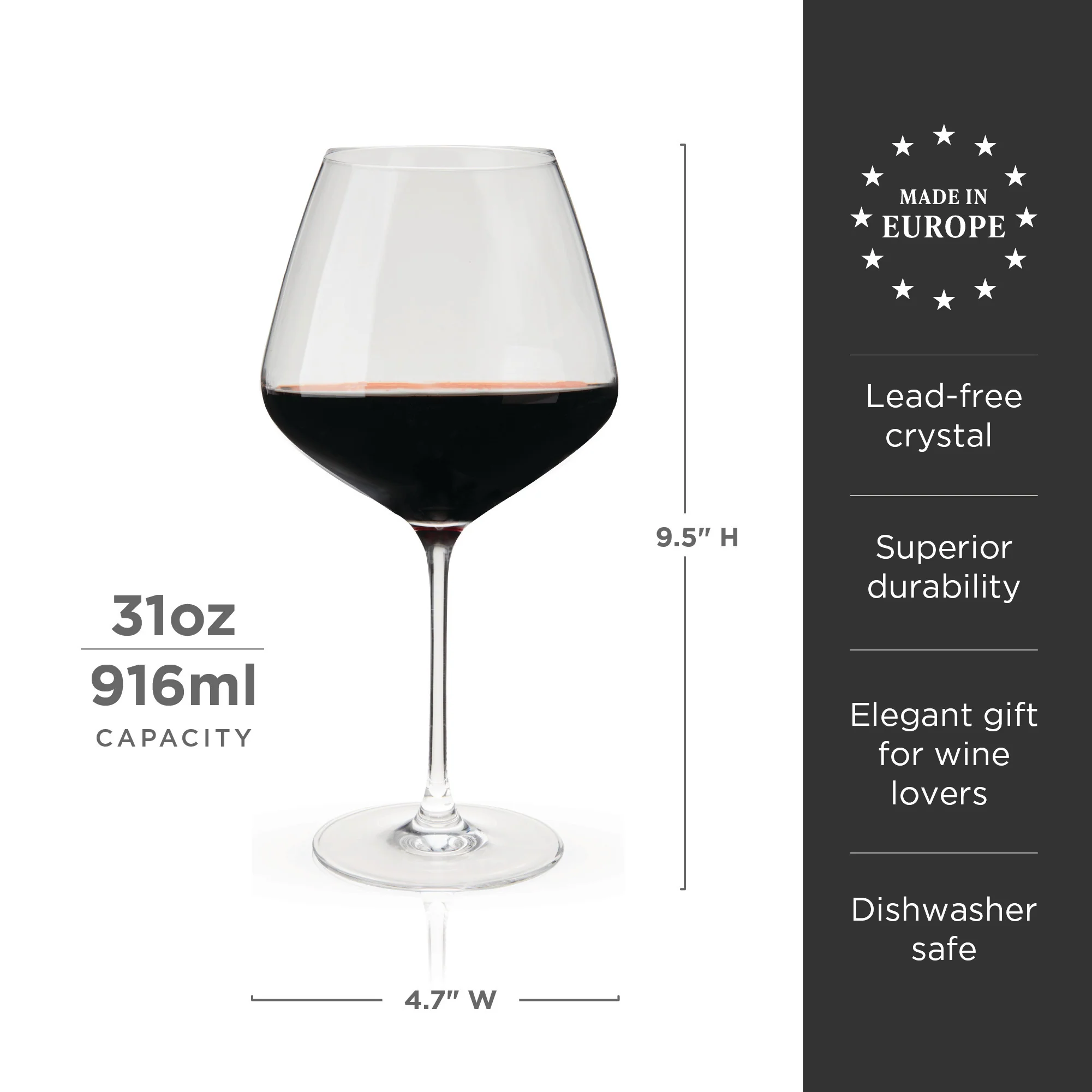 Reserve Inez Crystal Burgundy Glasses Set of 4 - Image 6
