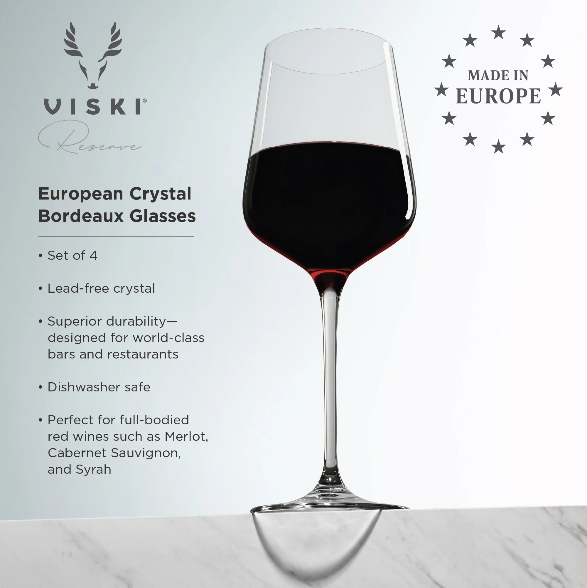 Reserve Inez Crystal Bordeaux Glasses Set of 4 - Image 5