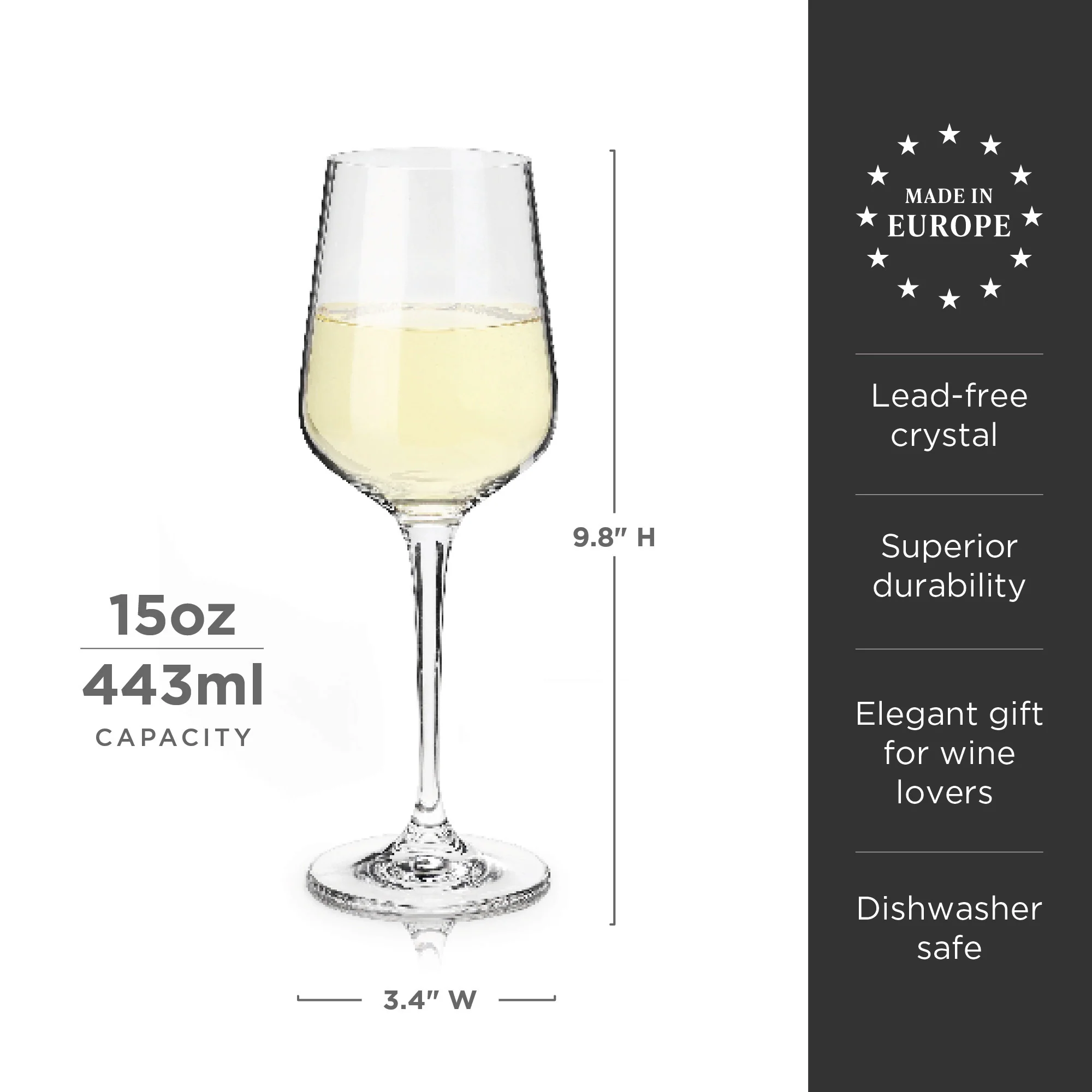 Reserve Inez Crystal Chardonnay Glasses Set of 4 - Image 6