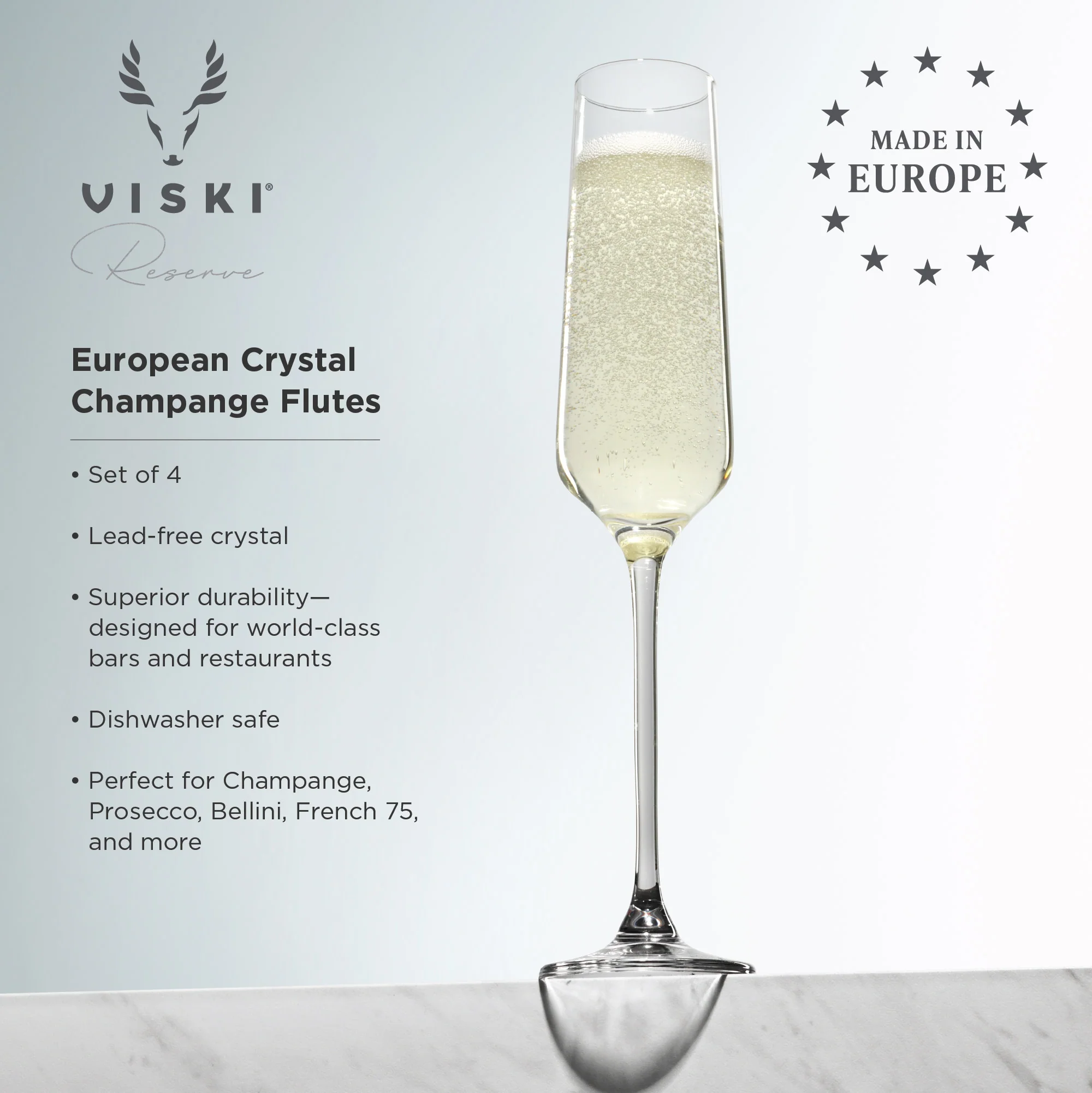 Reserve Inez Crystal Champagne Flutes Set of 4 - Image 5
