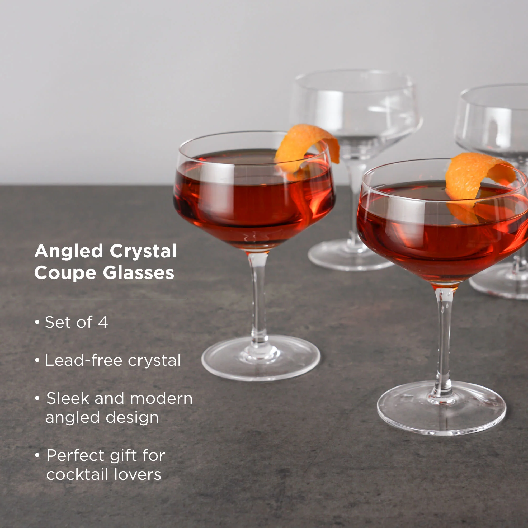 Raye Angled Crystal Coupe Glasses Set of 4 - Image 5