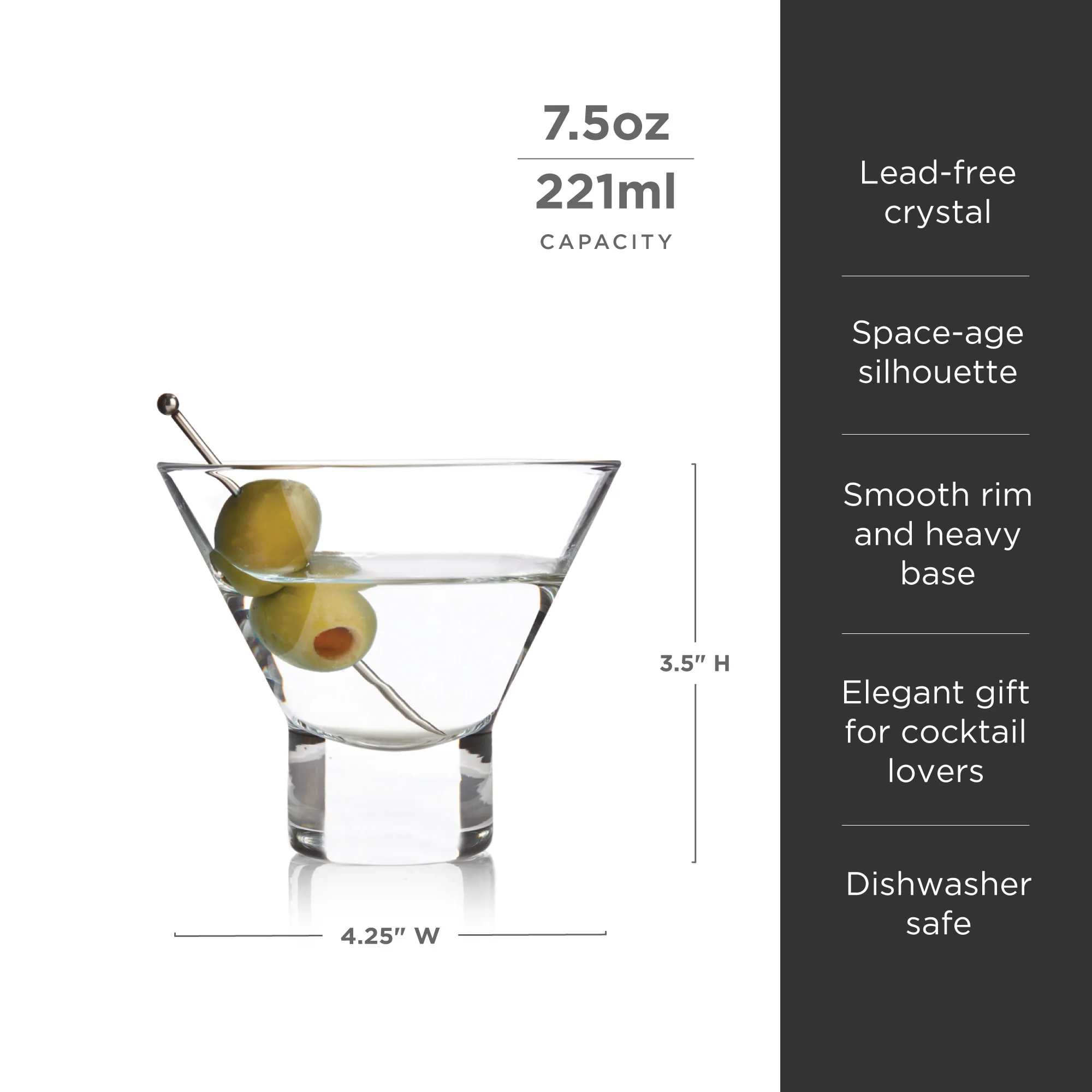 Raye Heavy Base Crystal Stemless Martini Glasses Set of 4 - Image 6
