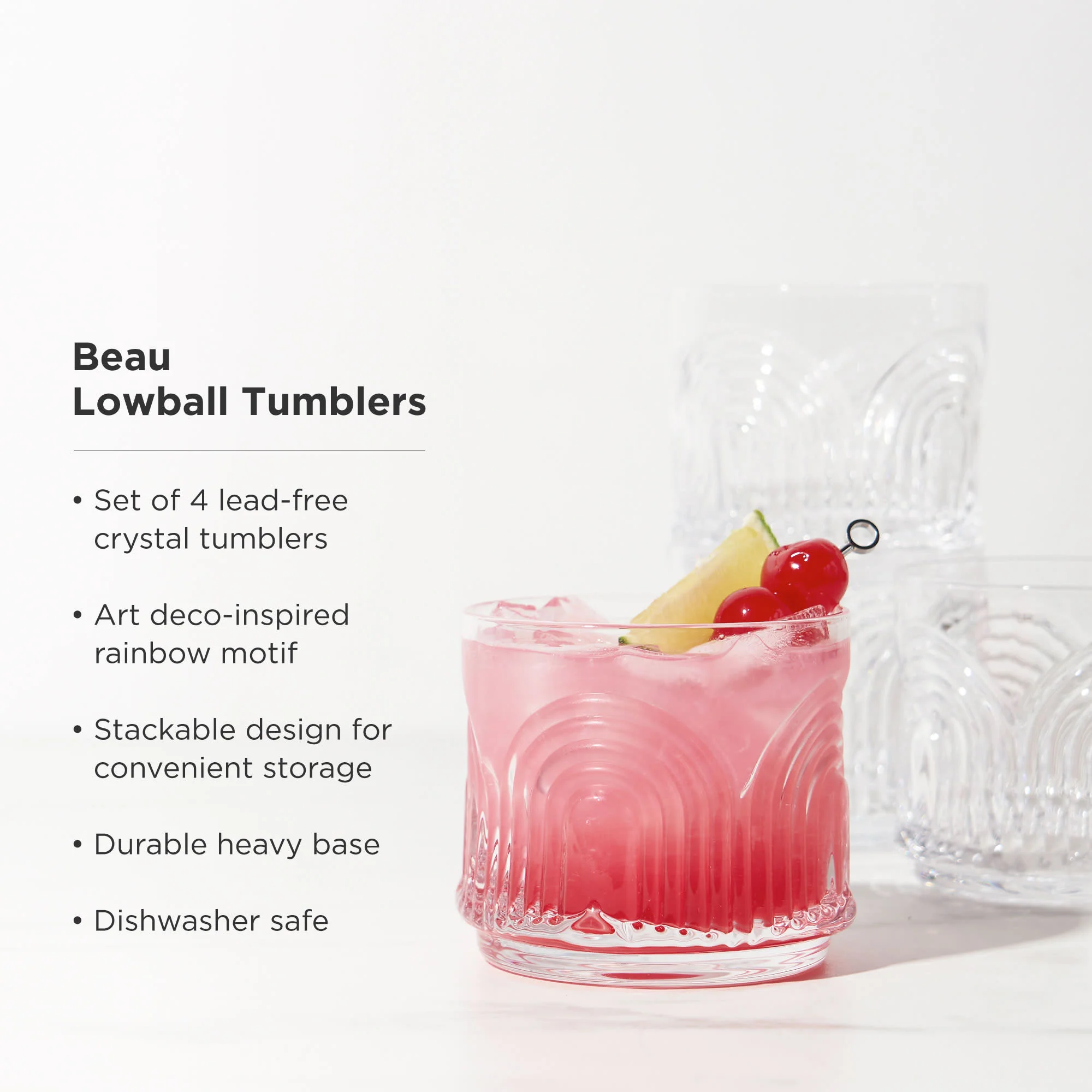 Beau Crystal Lowball Tumblers Set of 4 - Image 5