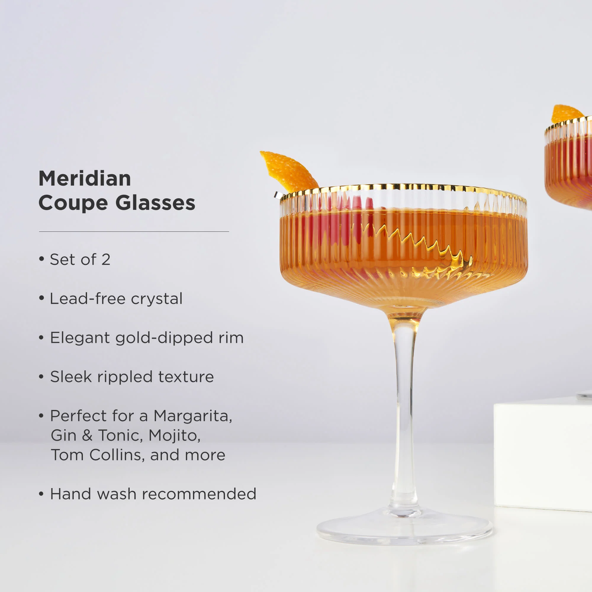 Meridian Crystal Coupe Glasses Set of 2 - Image 5