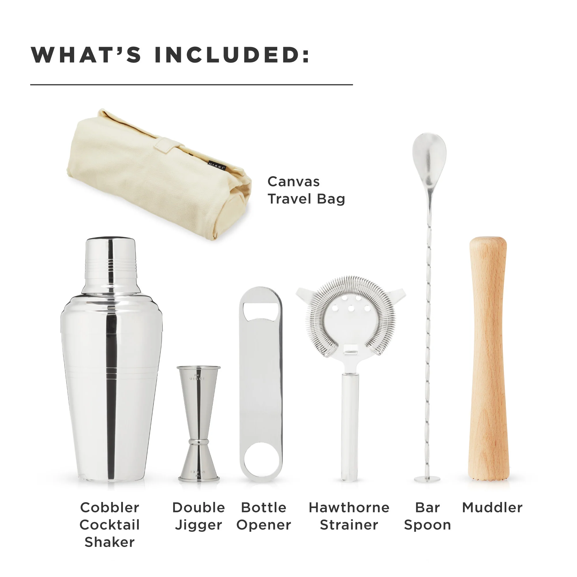 7-Piece Stainless Steel Travel Barware Set - Image 6