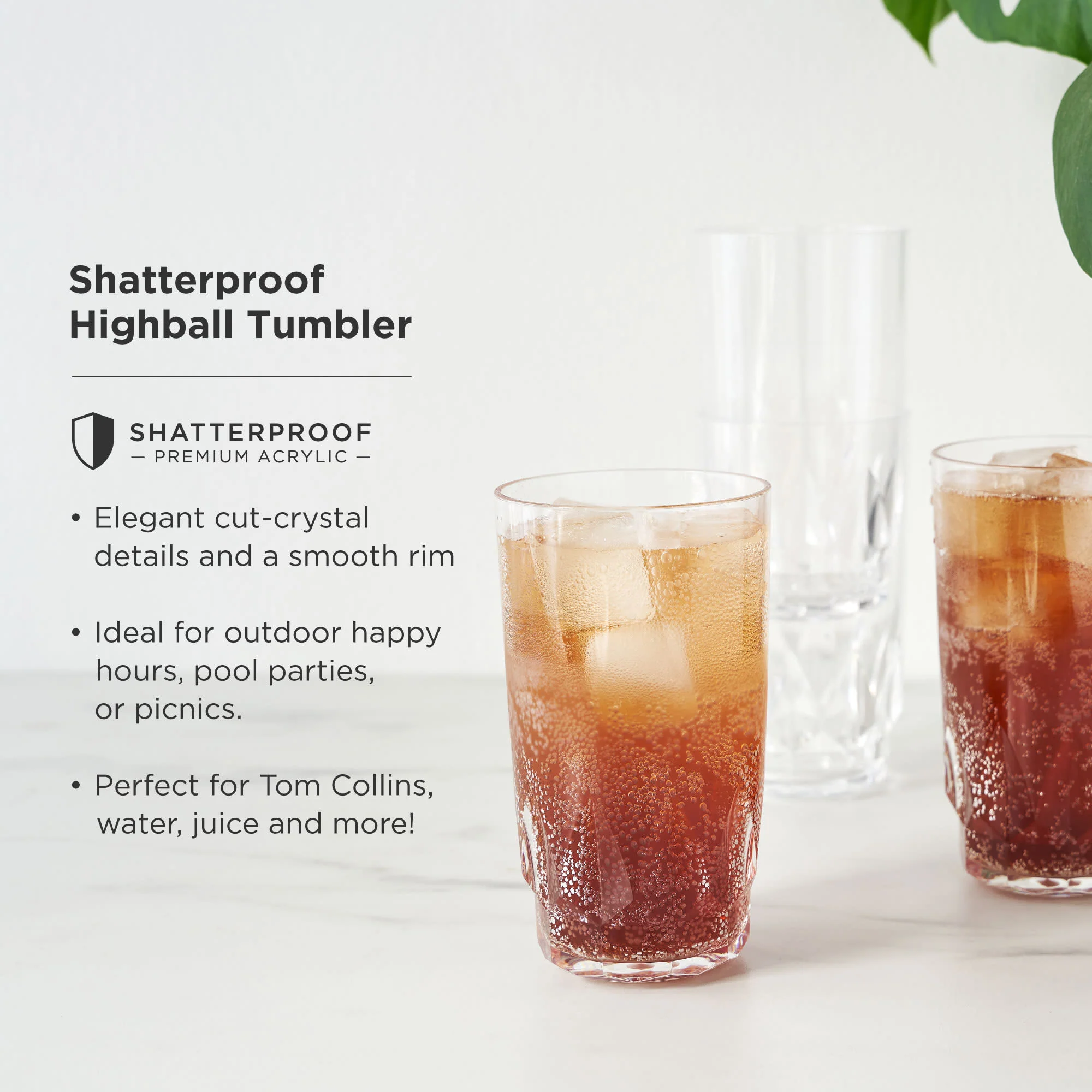 Shatterproof Acrylic Highball Tumblers Set of 4 - Image 5