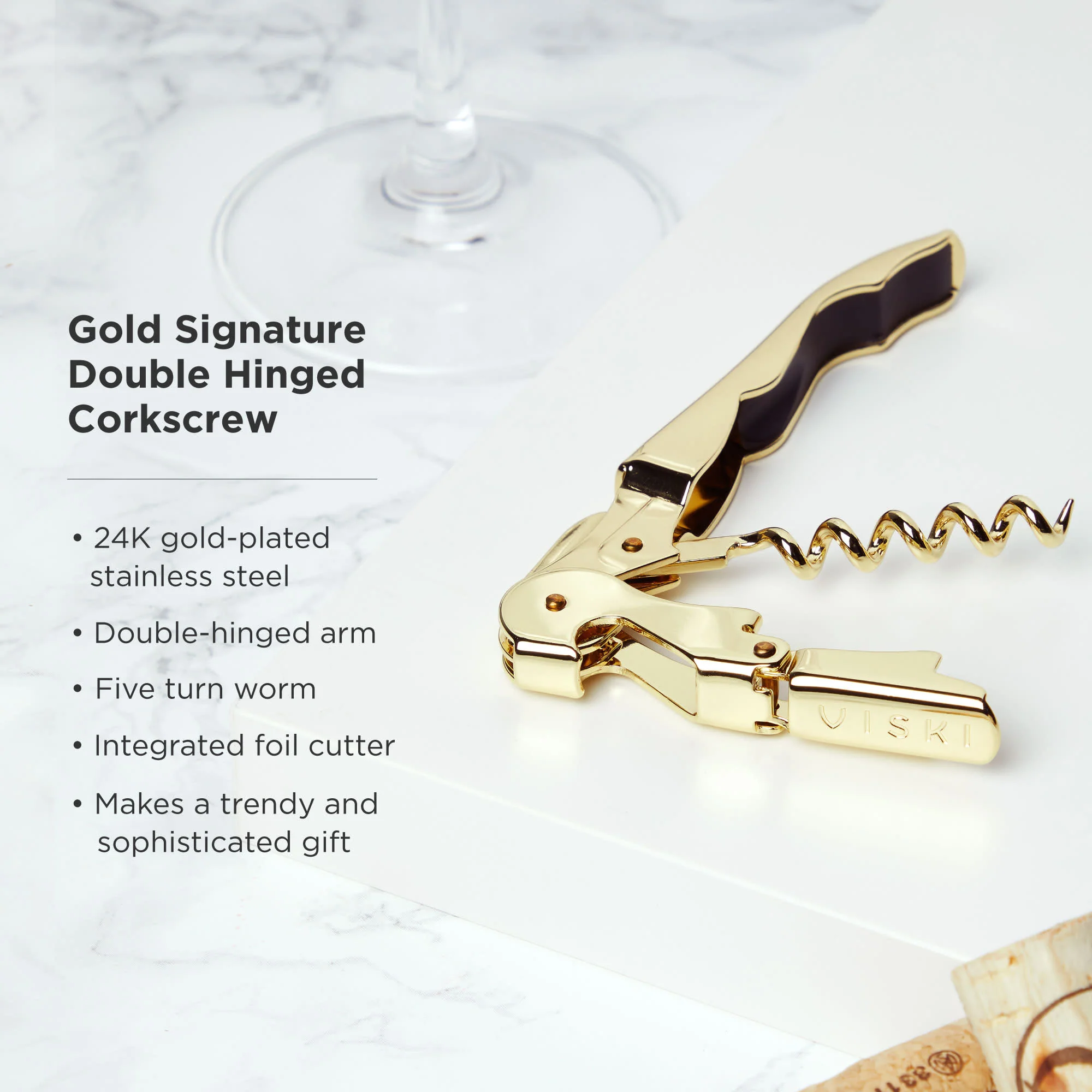 Crystal Bordeaux Glasses & Gold Corkscrew Gift Box Set - Image 6