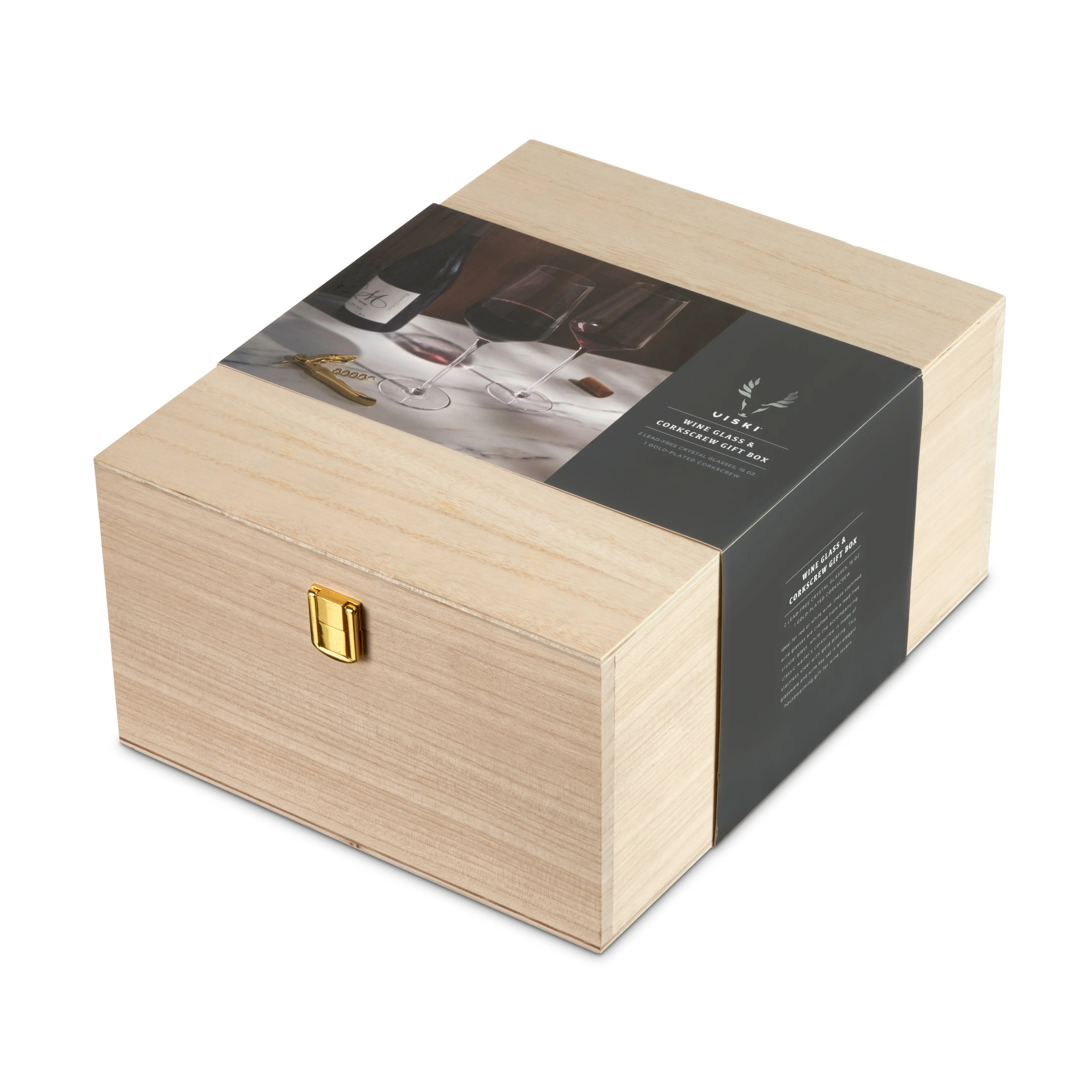 Crystal Bordeaux Glasses & Gold Corkscrew Gift Box Set - Image 9