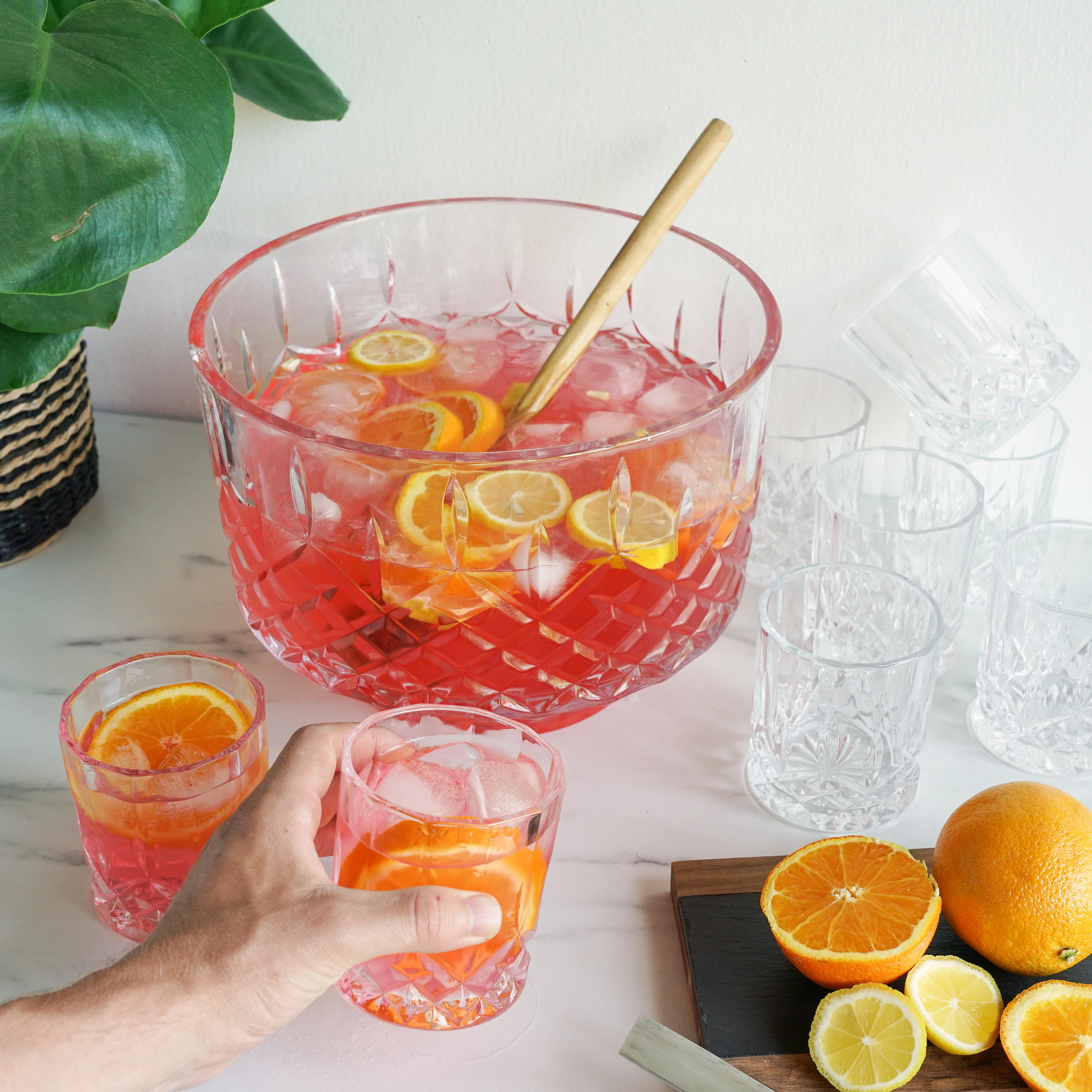 Admiral Crystal Punch Bowl and Tumbler Set - Image 3