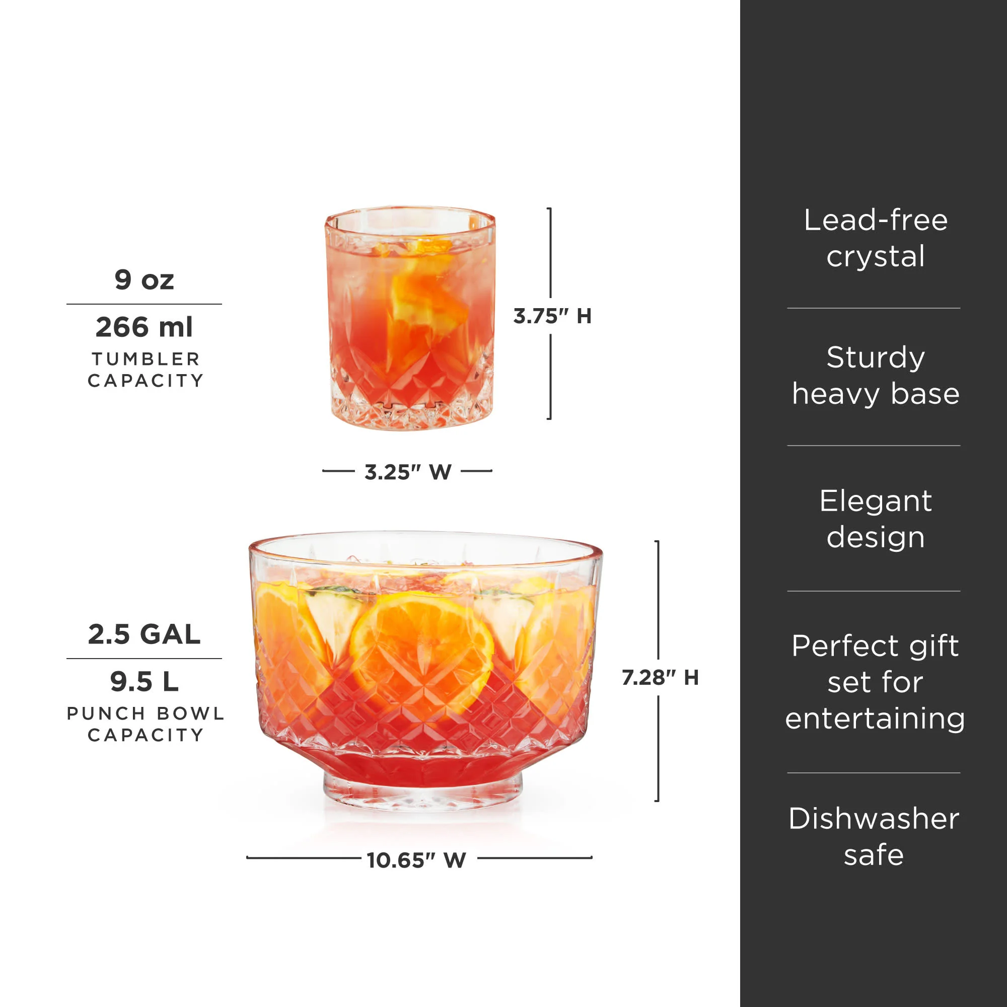 Admiral Crystal Punch Bowl and Tumbler Set - Image 8