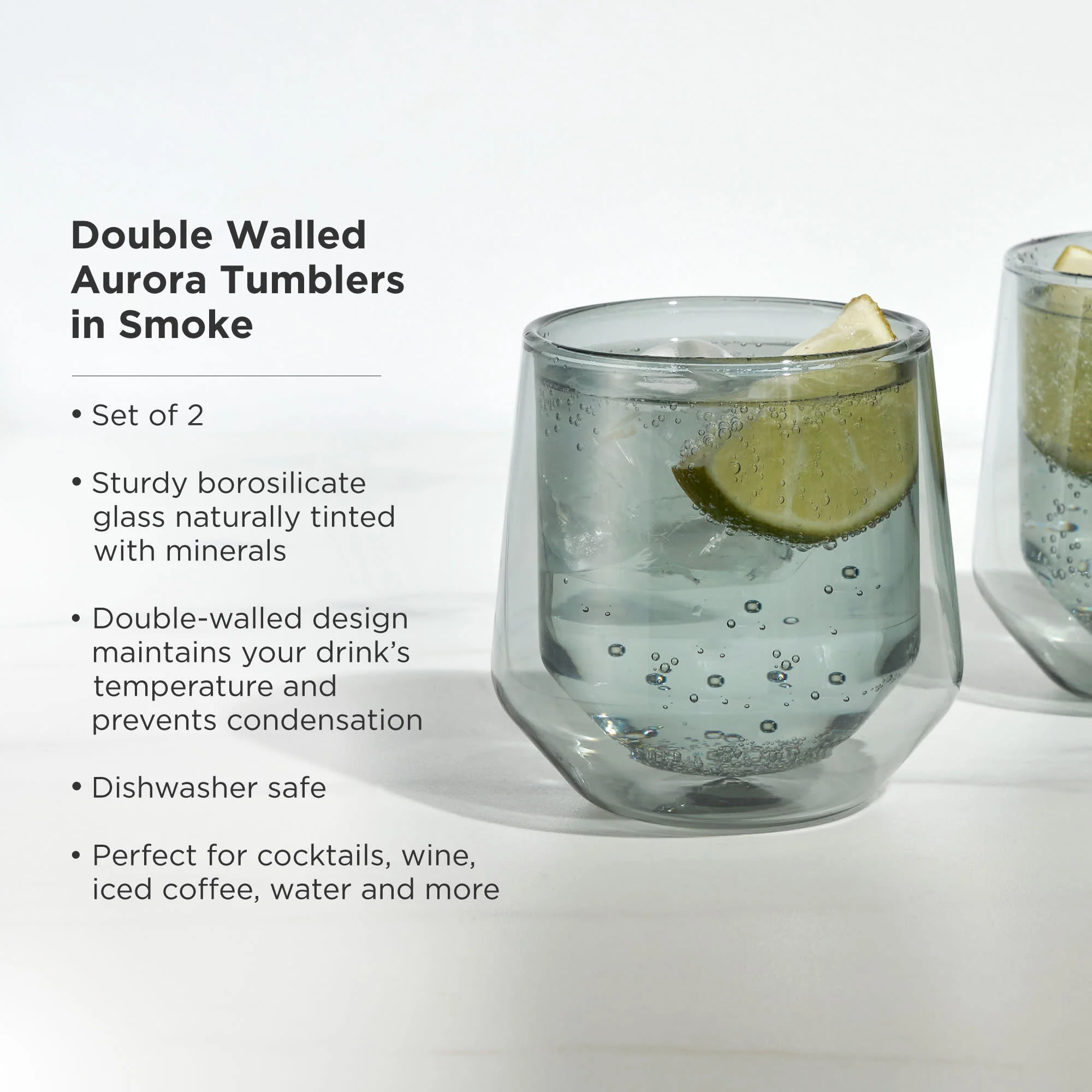 Aurora Double-Walled Tumblers in Smoke Grey Set of 2 - Image 4