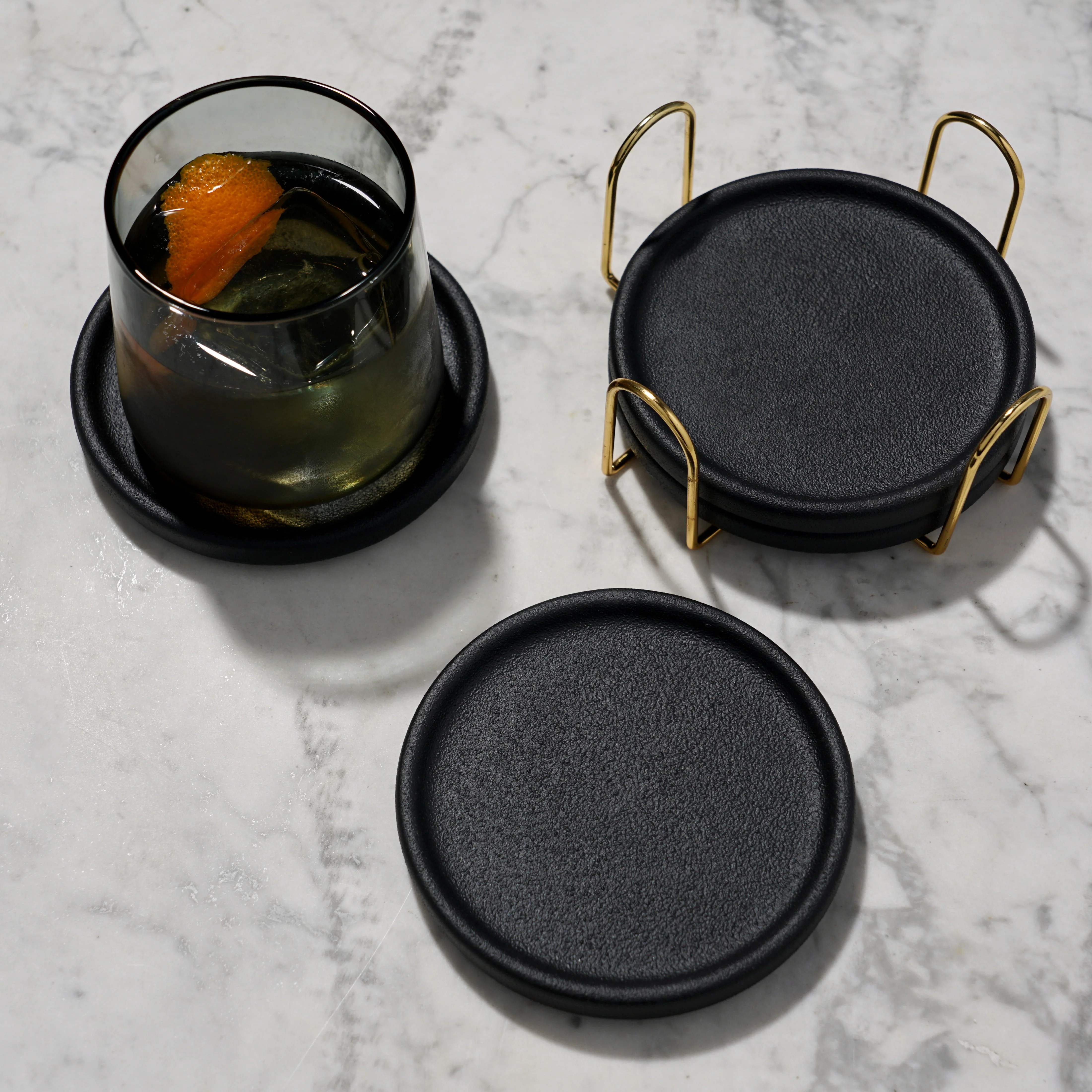 Earthenware Coasters with Stand Set of 4 - Image 2