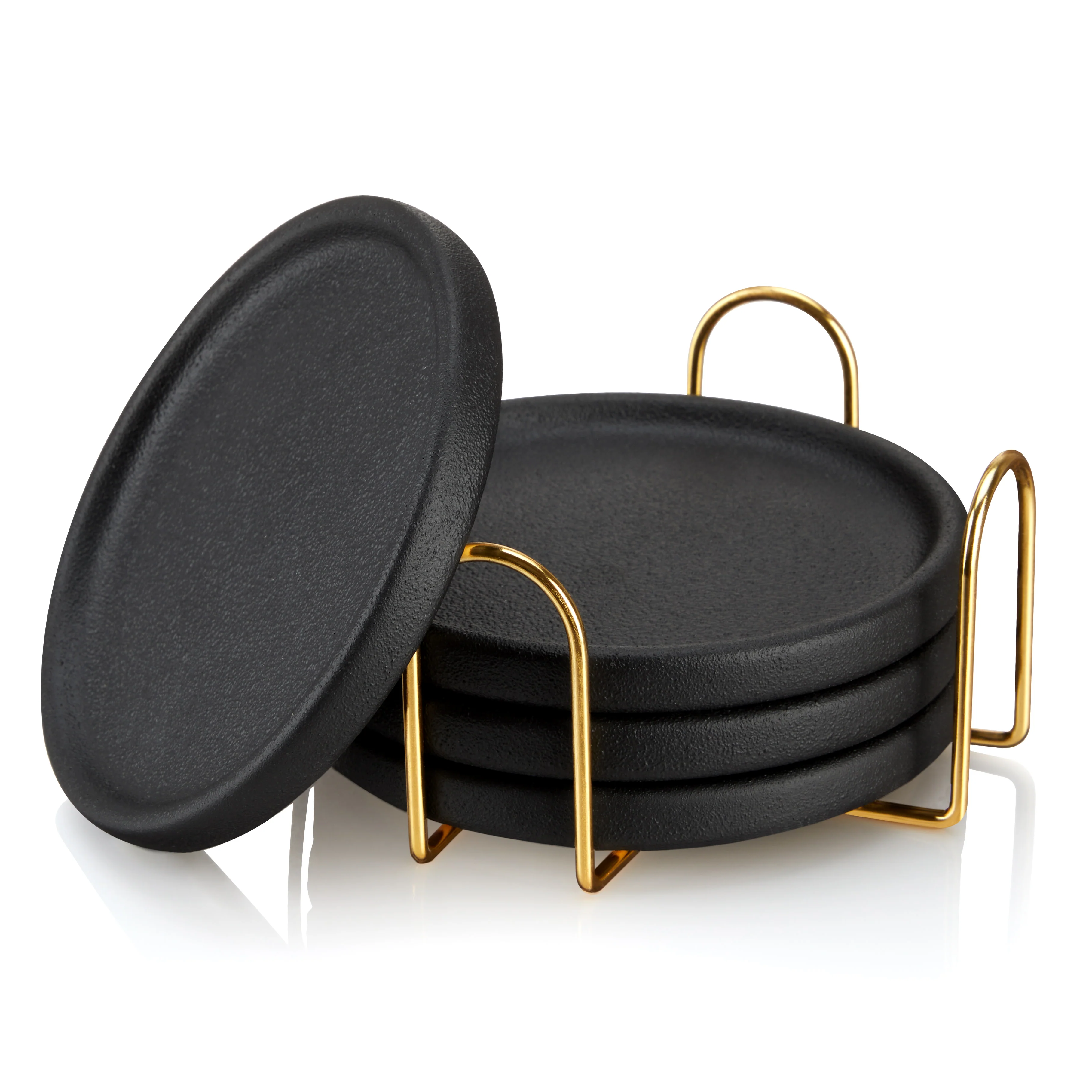 Earthenware Coasters with Stand Set of 4 - Image 3