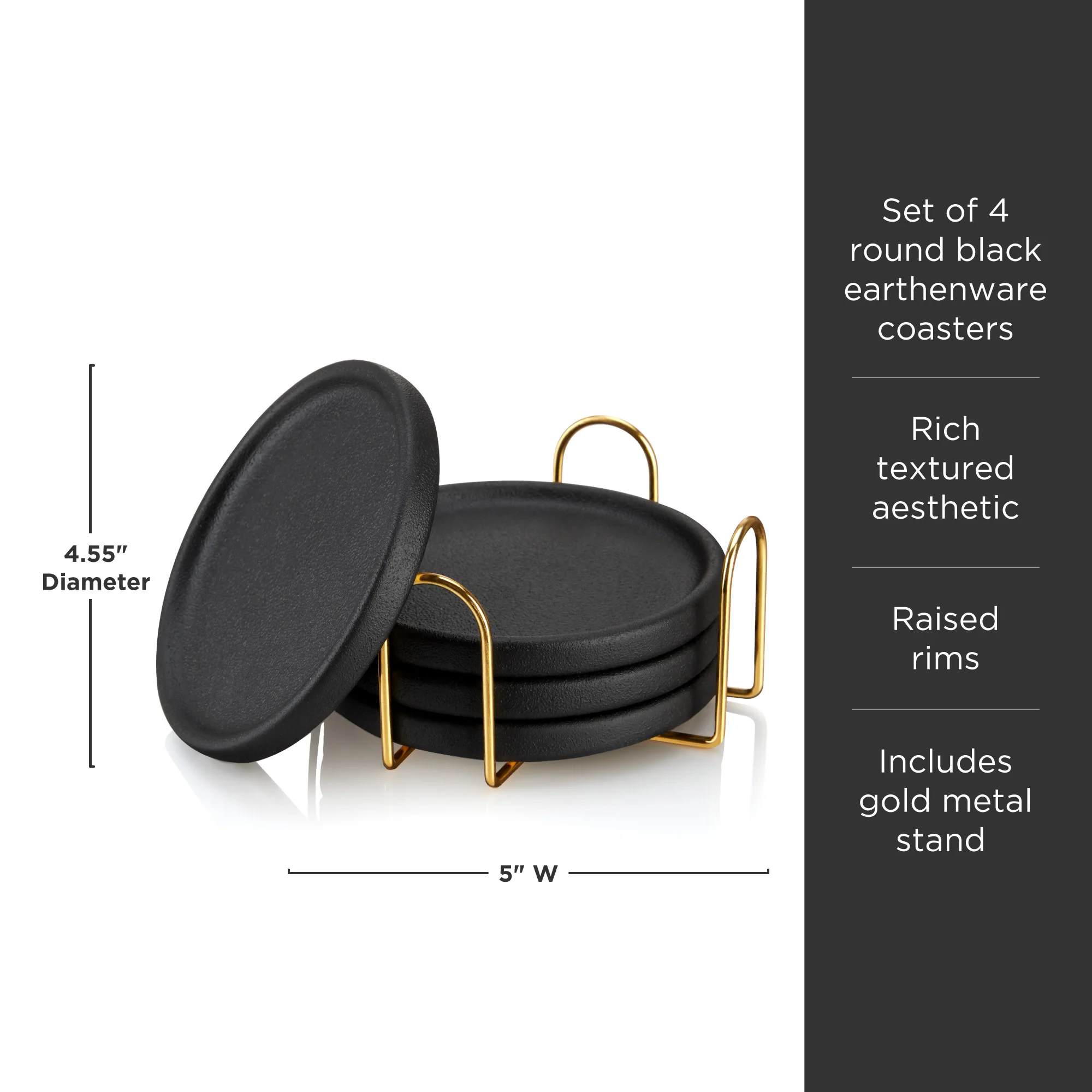 Earthenware Coasters with Stand Set of 4 - Image 5