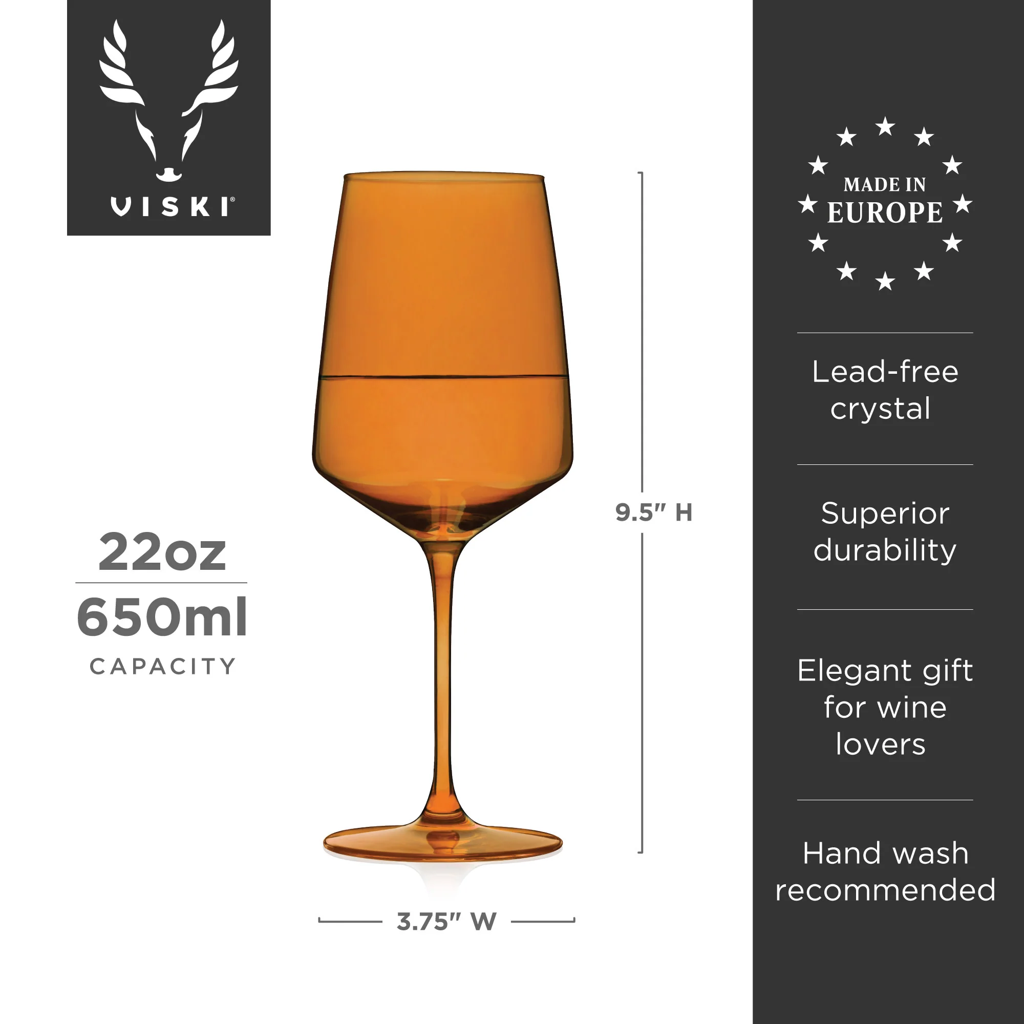 Reserve Nouveau Crystal Wine Glasses in Sunset Set of 4 - Image 6