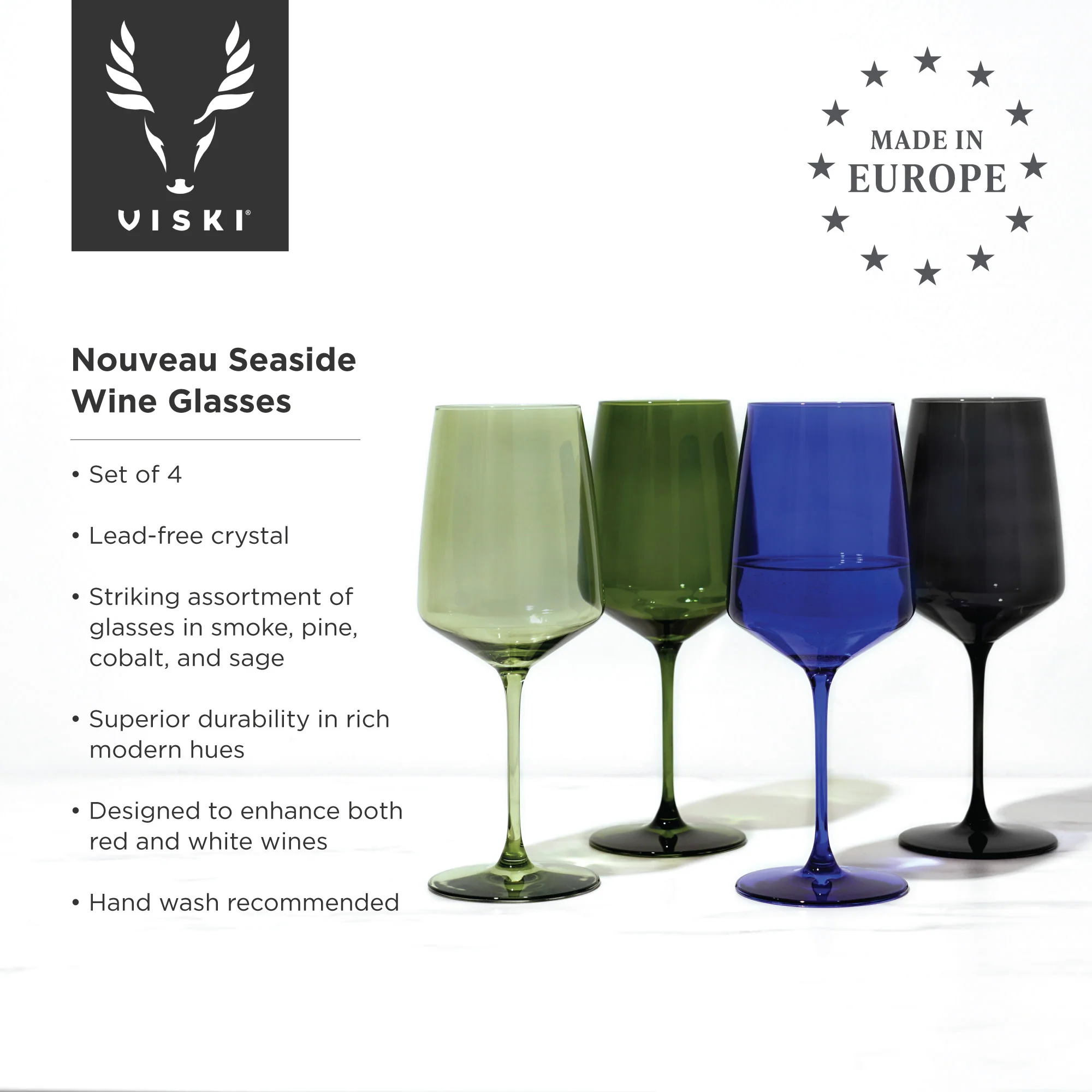 Reserve Nouveau Crystal Wine Glasses in Seaside Set of 4 - Image 5