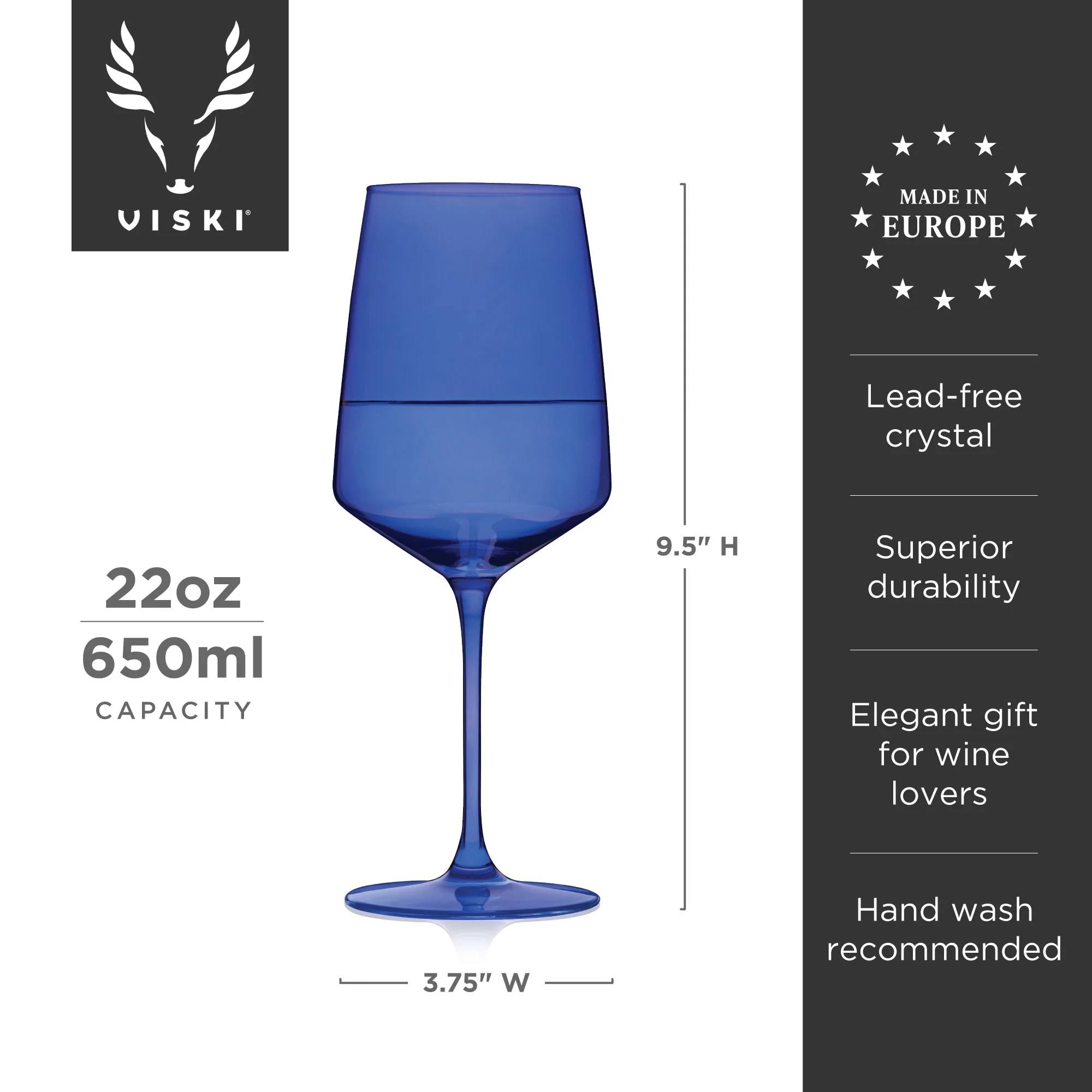 Reserve Nouveau Crystal Wine Glasses in Seaside Set of 4 - Image 6