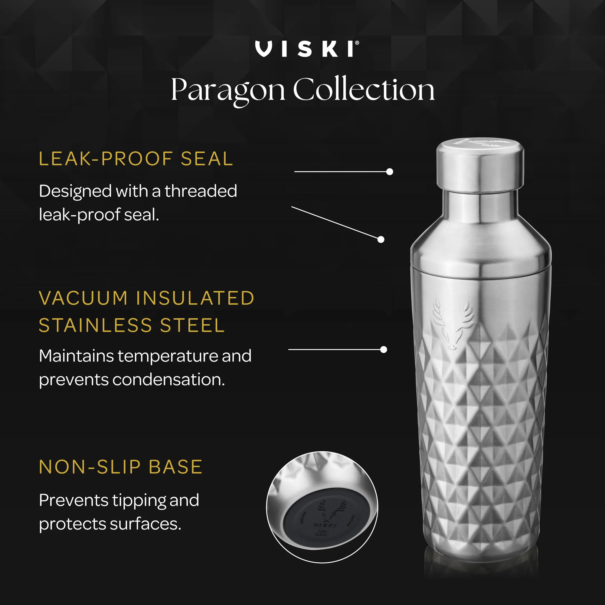 Paragon Stainless Steel Cocktail Shaker in Platinum - Image 4