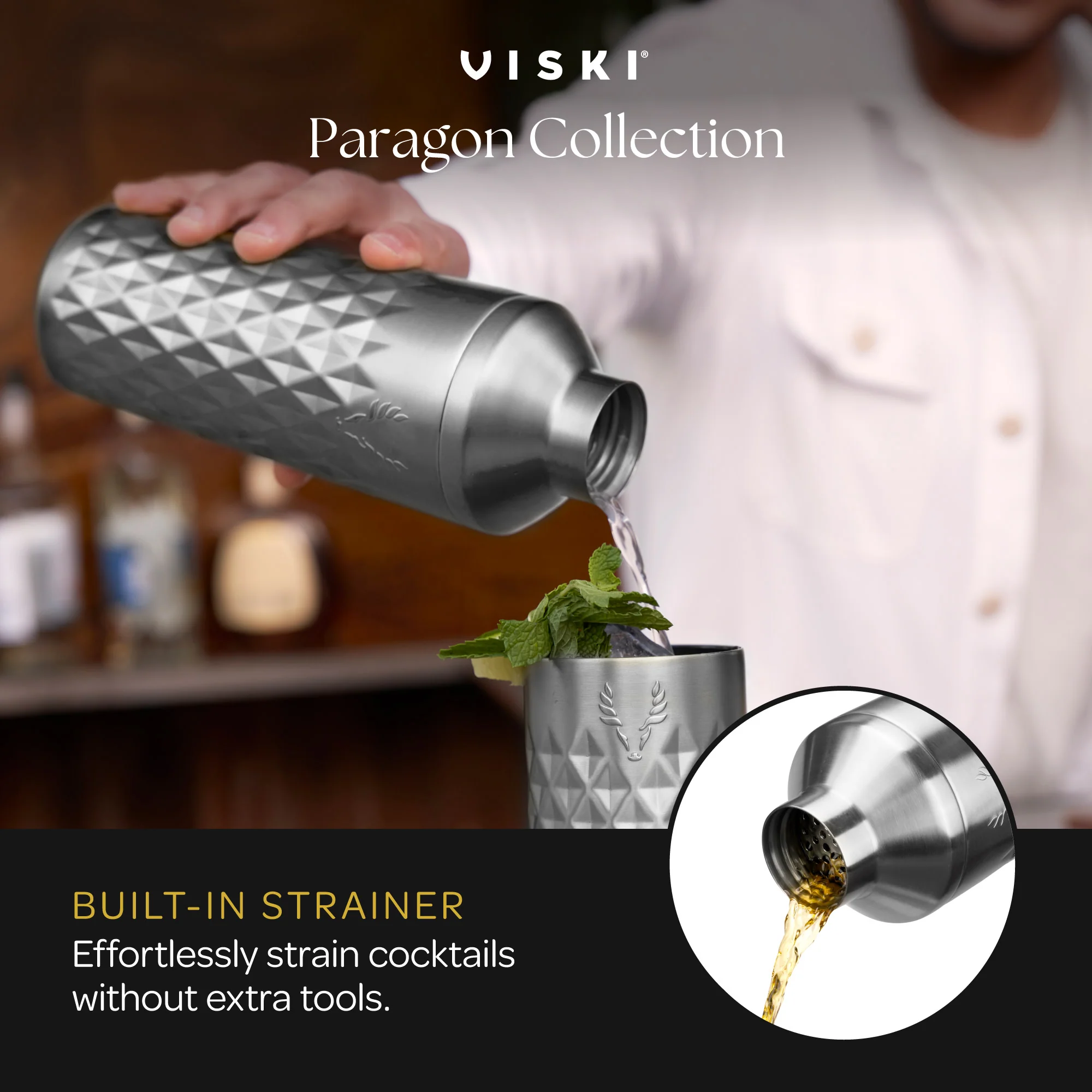 Paragon Stainless Steel Cocktail Shaker in Platinum - Image 6