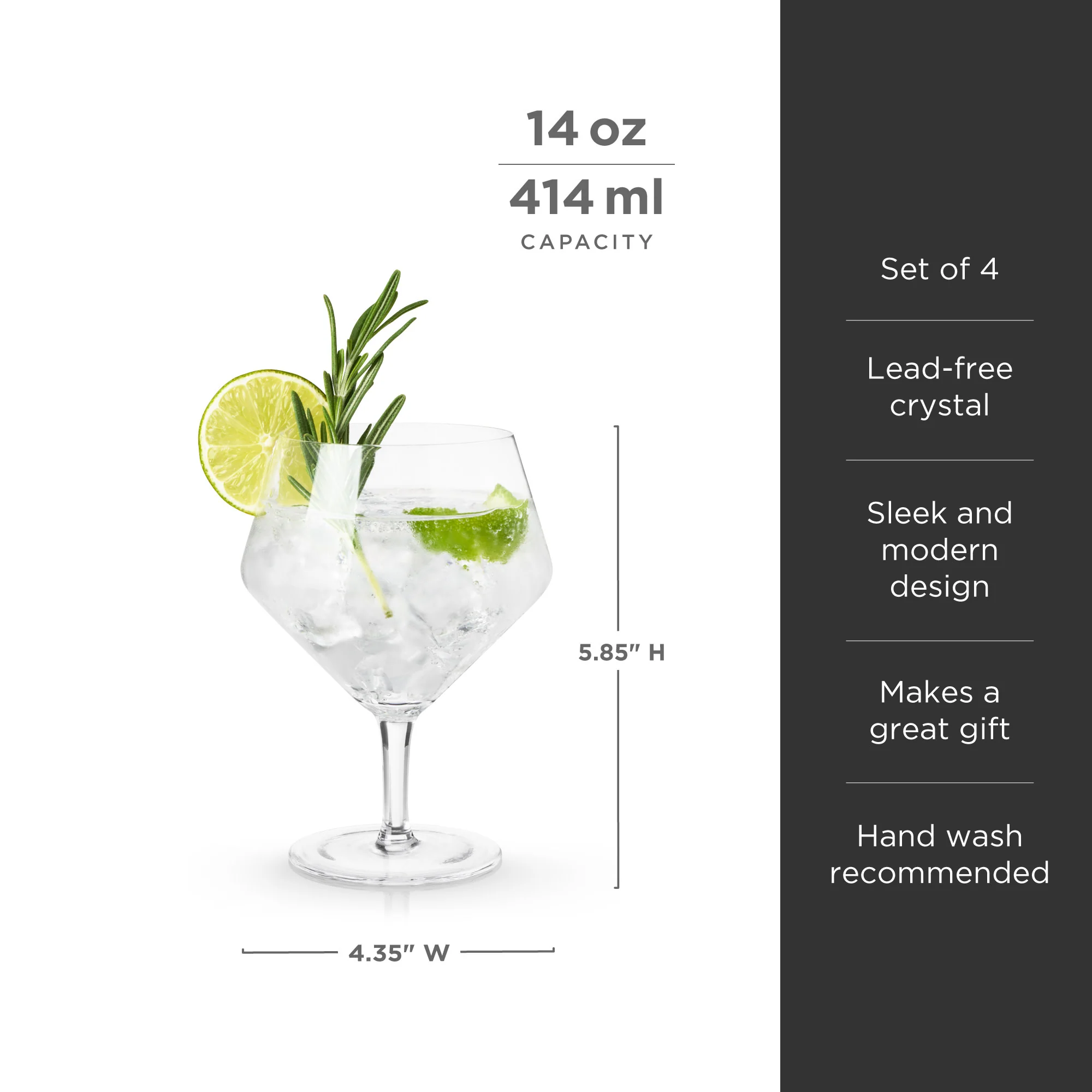 Raye Angled Crystal Gin & Tonic Glasses Set of 4 - Image 6