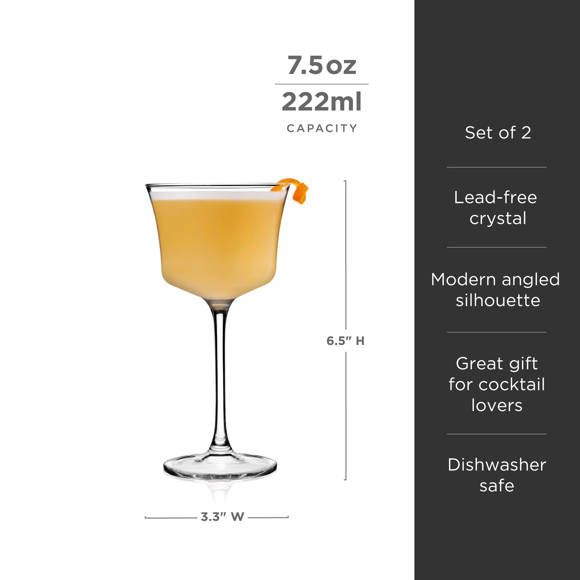 Raye Angled Crystal Sour Glasses Set of 2 - Image 6