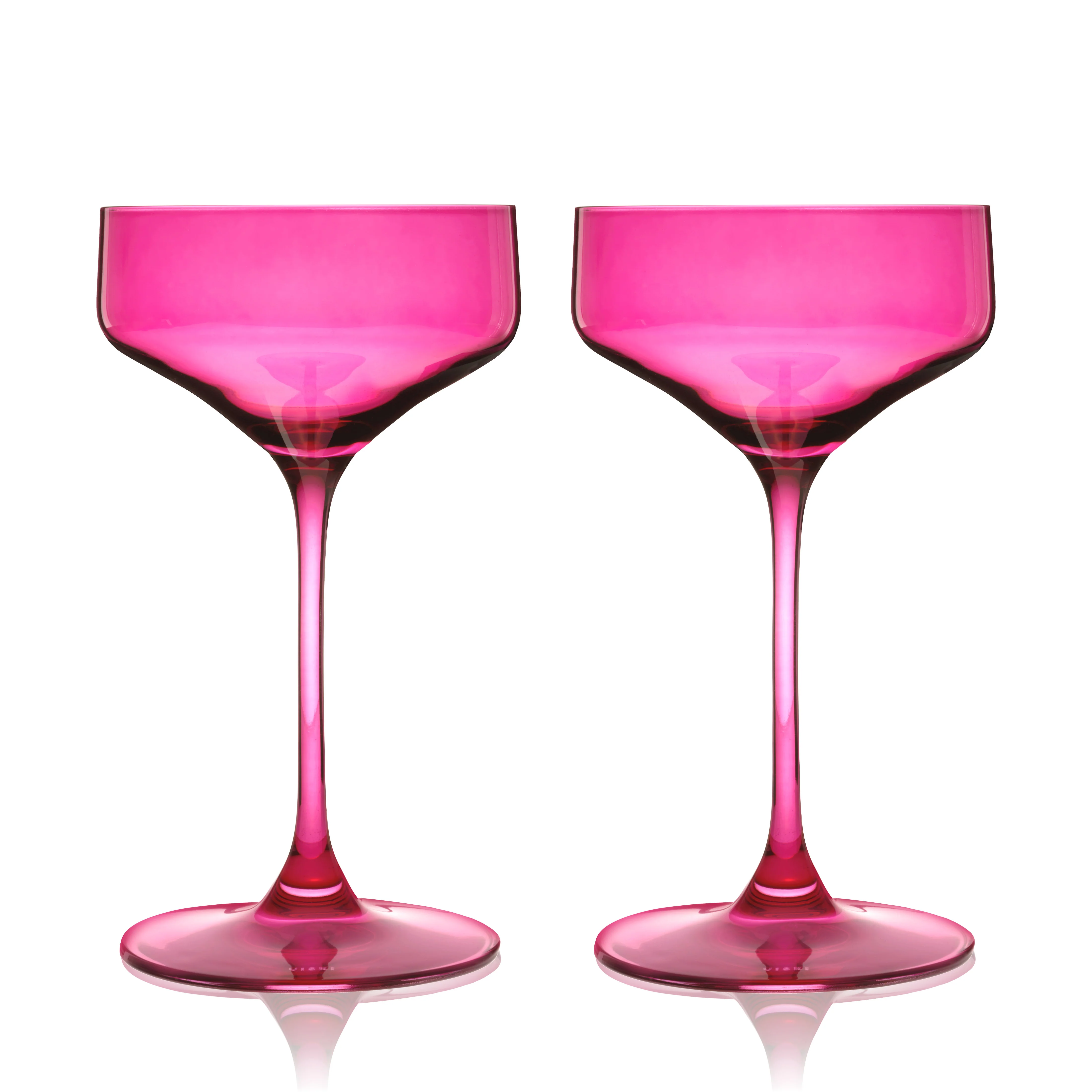 Reserve Nouveau Crystal Coupe Glasses in Berry Set of 2 - Image 4