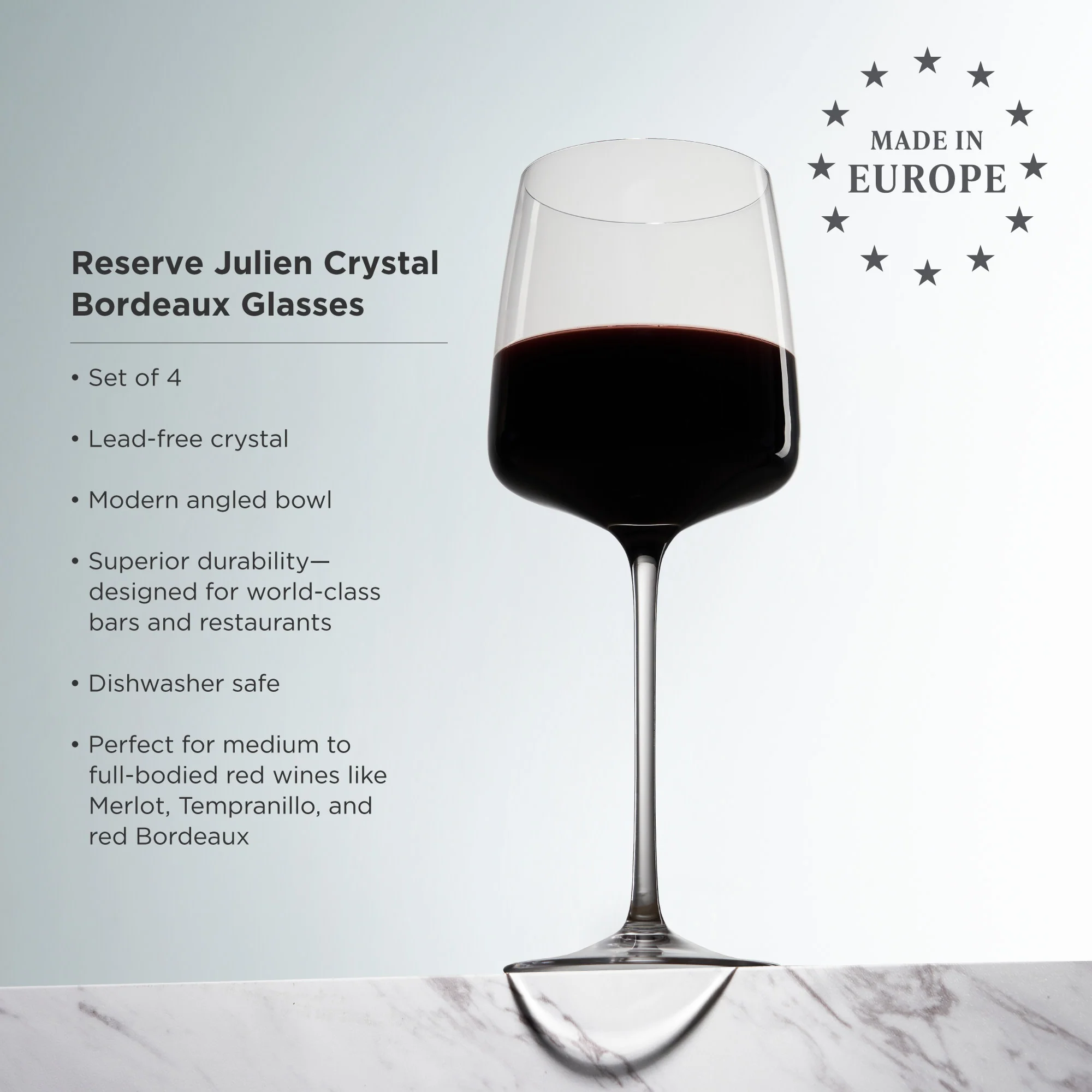 Reserve Julien Crystal Bordeaux Glasses Set of 4 - Image 5