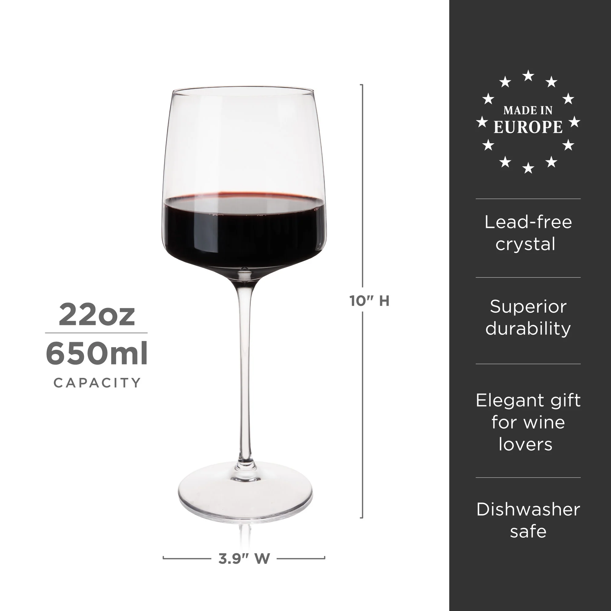 Reserve Julien Crystal Bordeaux Glasses Set of 4 - Image 6