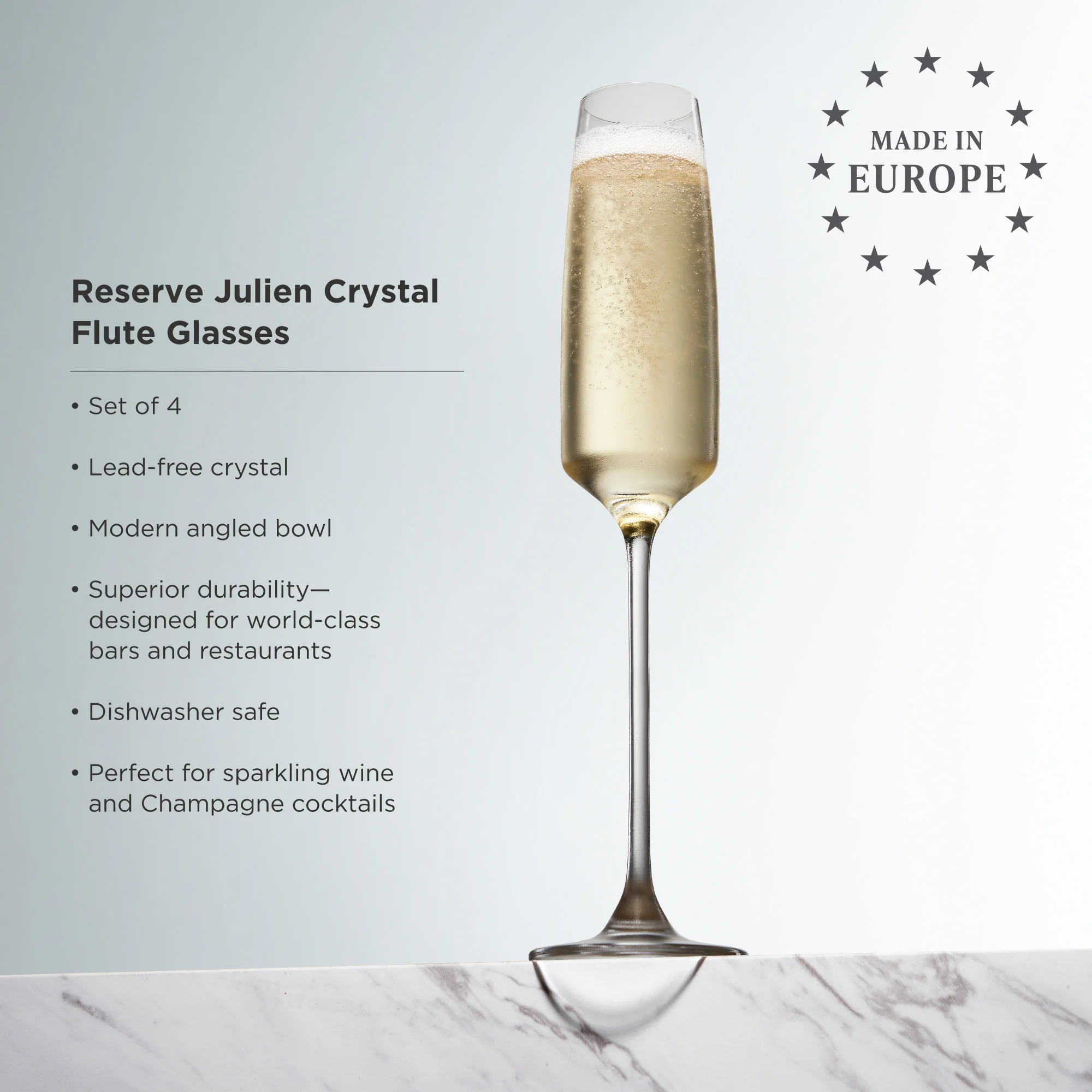 Reserve Julien Crystal Flute Glasses Set of 4 - Image 5