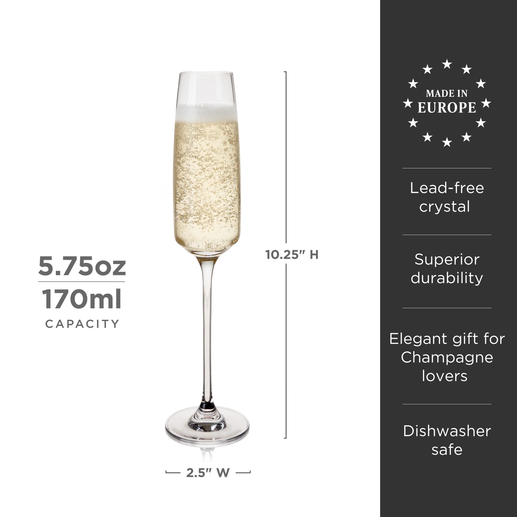 Reserve Julien Crystal Flute Glasses Set of 4 - Image 6