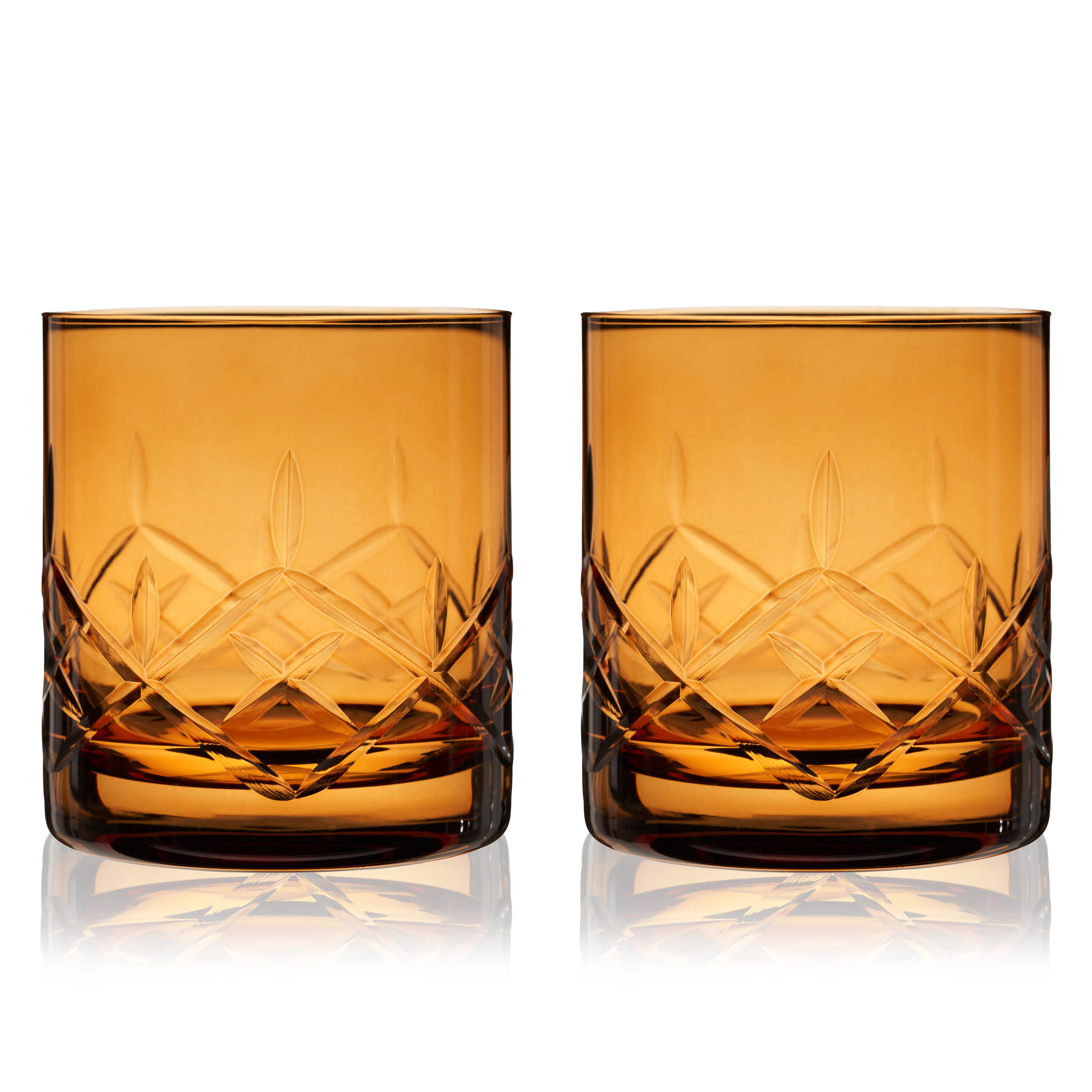 Admiral Crystal Rocks Glasses in Amber Set of 2 - Image 4