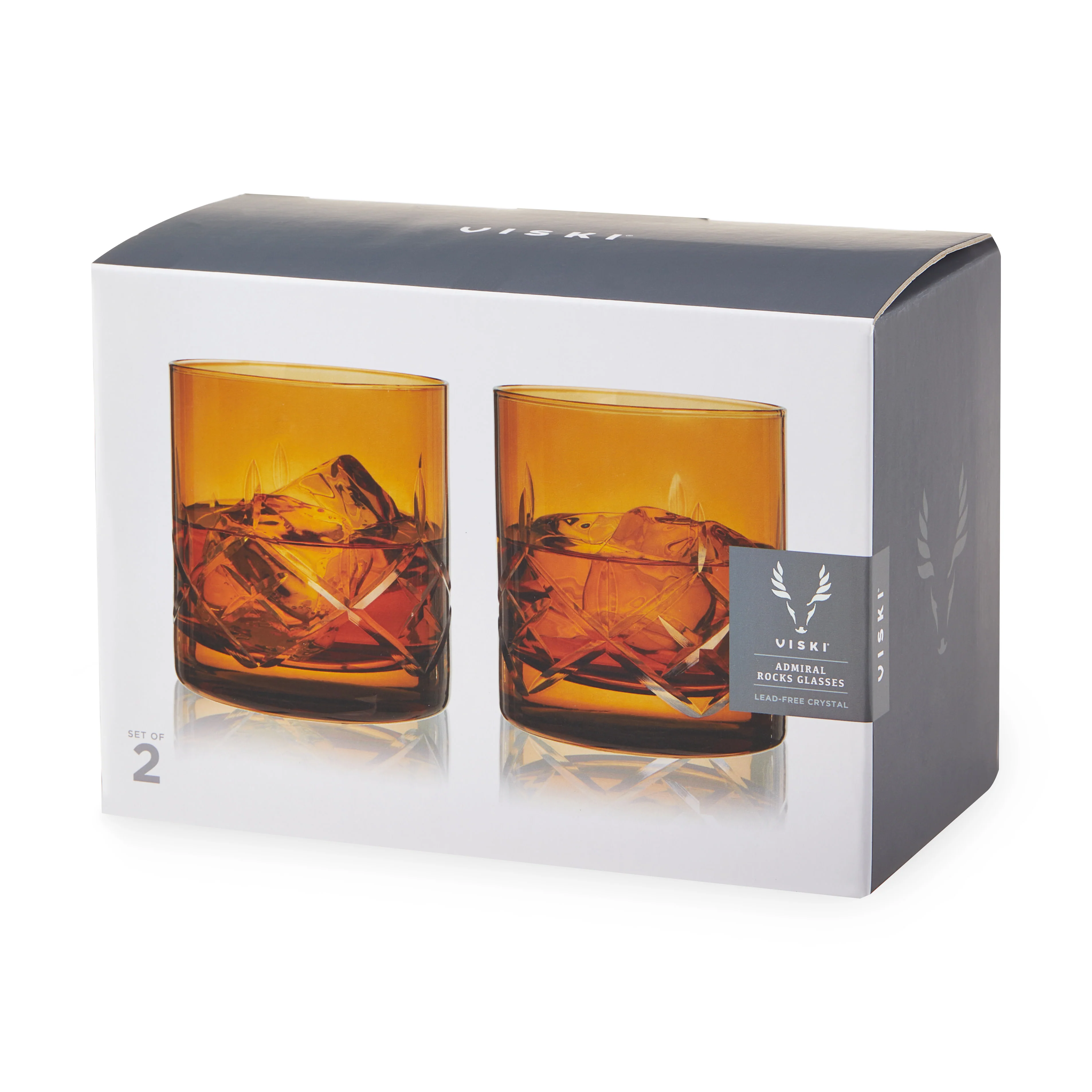 Admiral Crystal Rocks Glasses in Amber Set of 2 - Image 7
