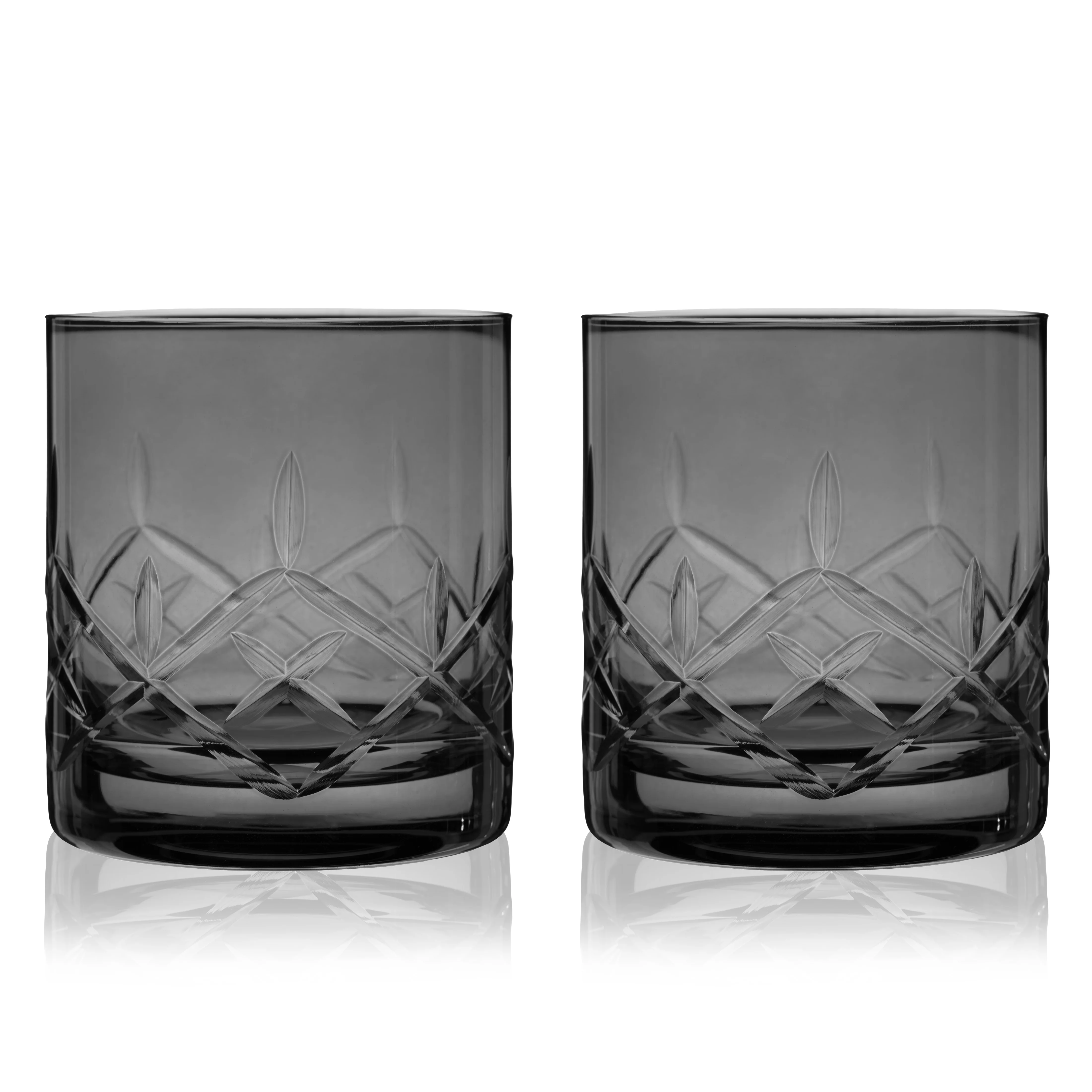 Admiral Crystal Rocks Glasses in Smoke Set of 2 - Image 4