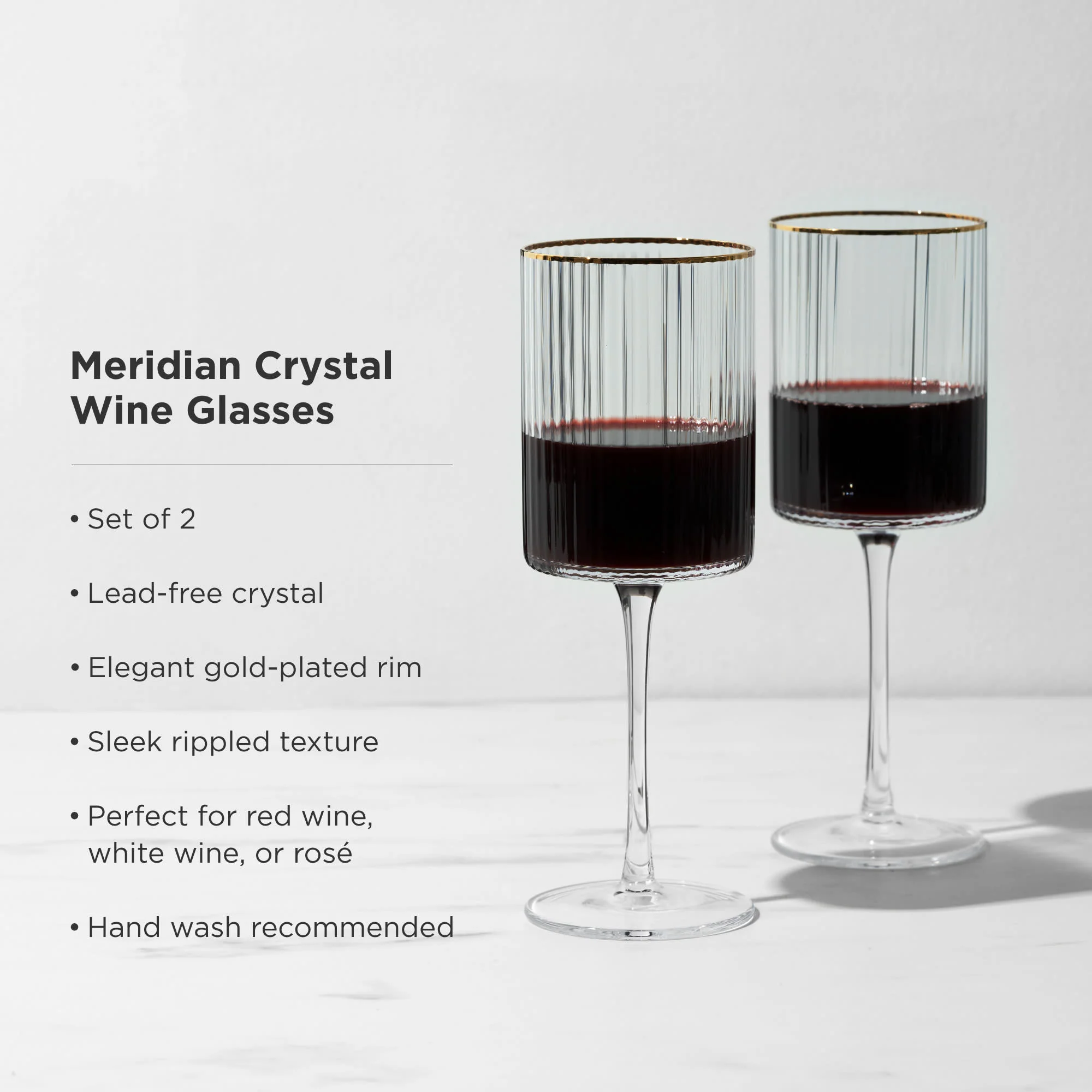 Meridian Crystal Wine Glasses Set of 2 - Image 5