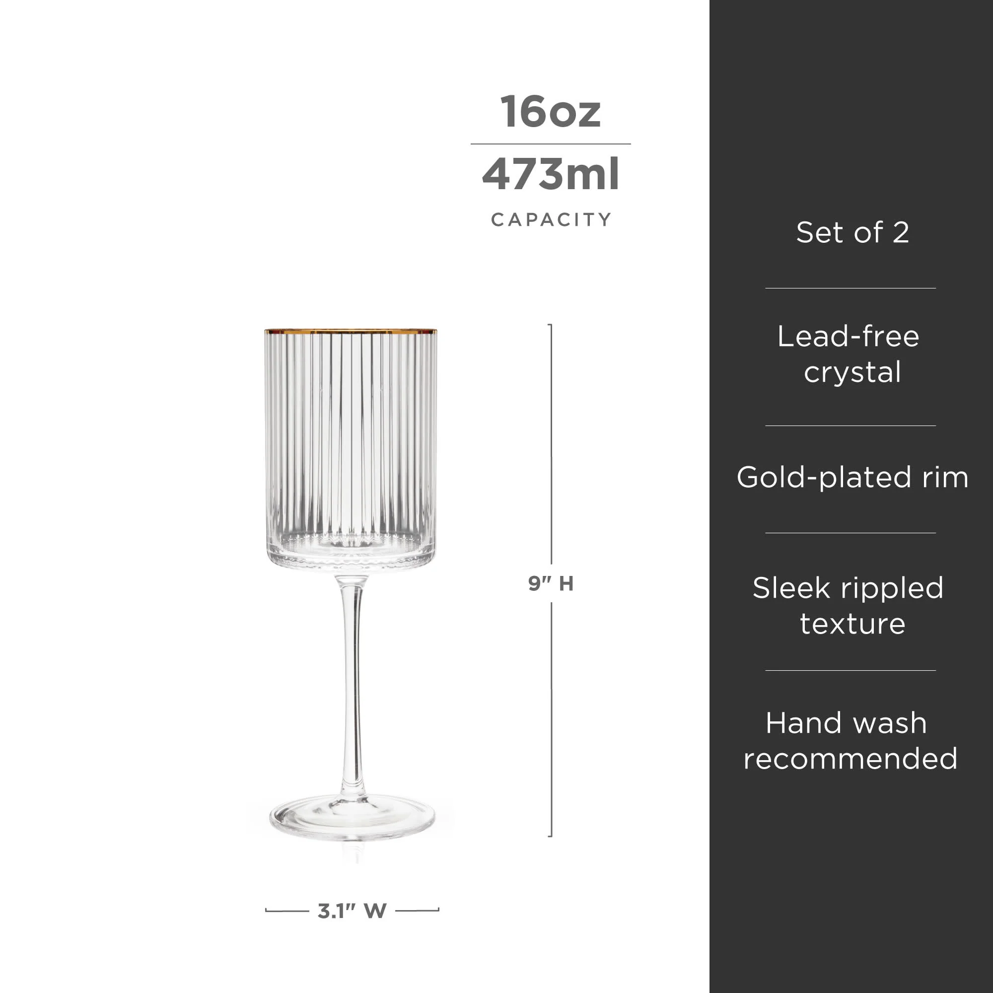 Meridian Crystal Wine Glasses Set of 2 - Image 6