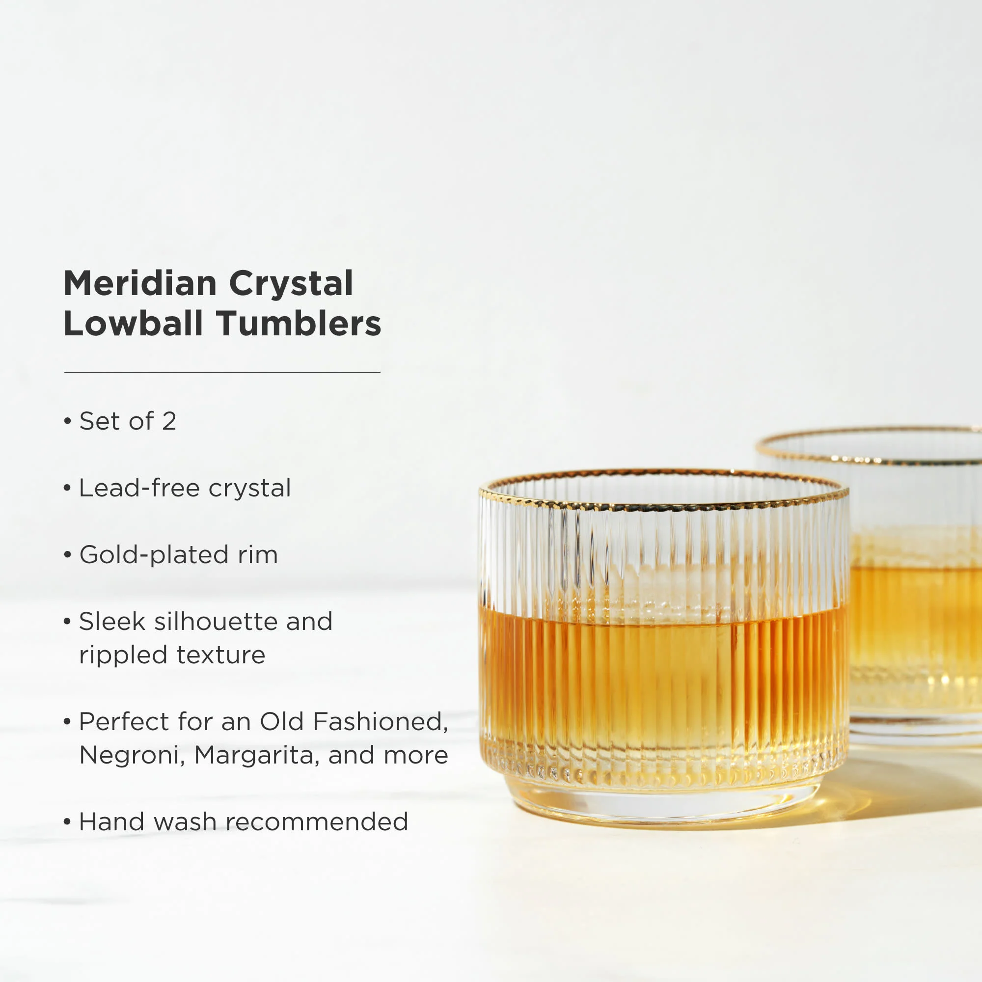 Meridian Crystal Lowball Tumblers Set of 2 - Image 5