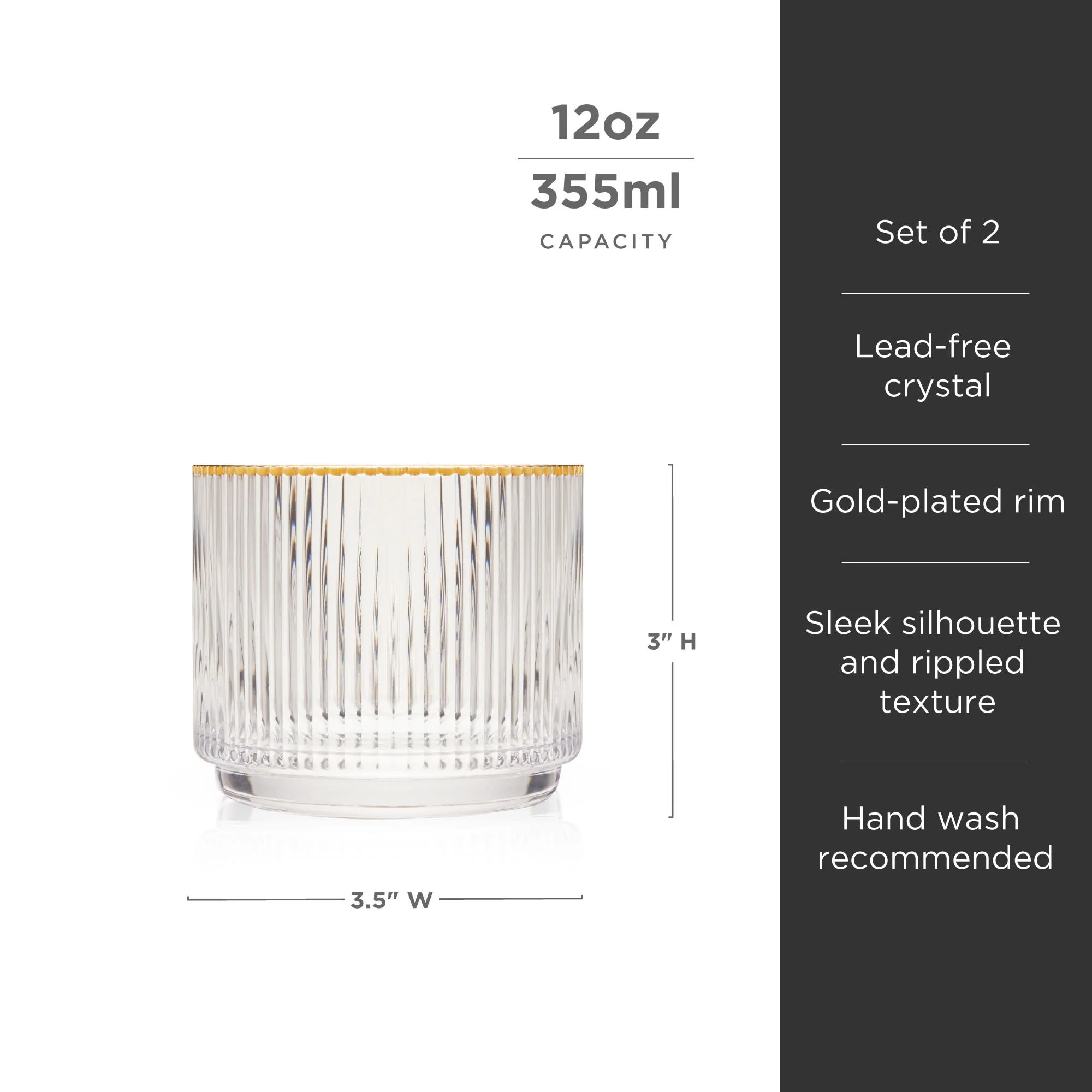 Meridian Crystal Lowball Tumblers Set of 2 - Image 6