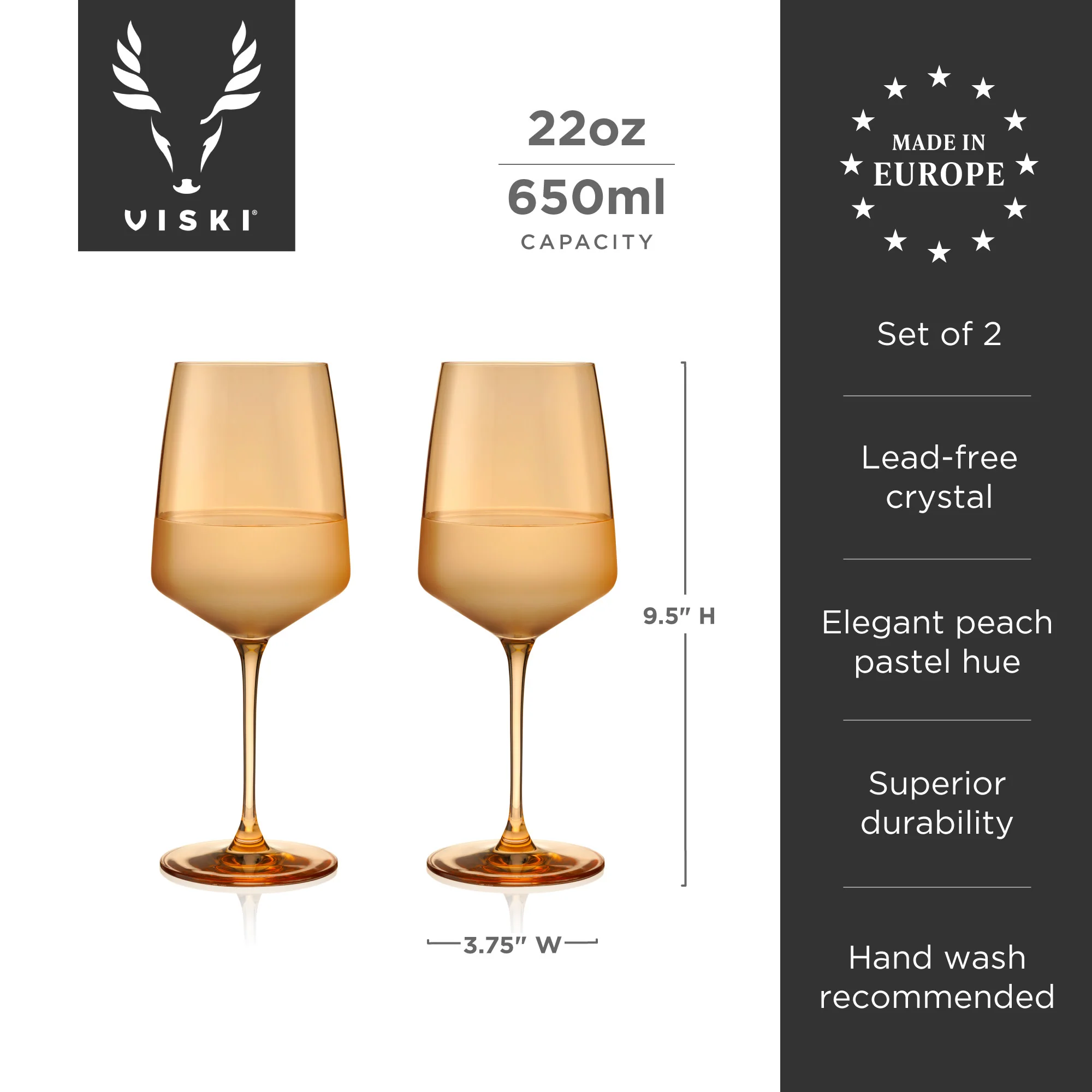 Reserve Nouveau Crystal Wine Glasses in Topaz, Set of 2 - Image 6
