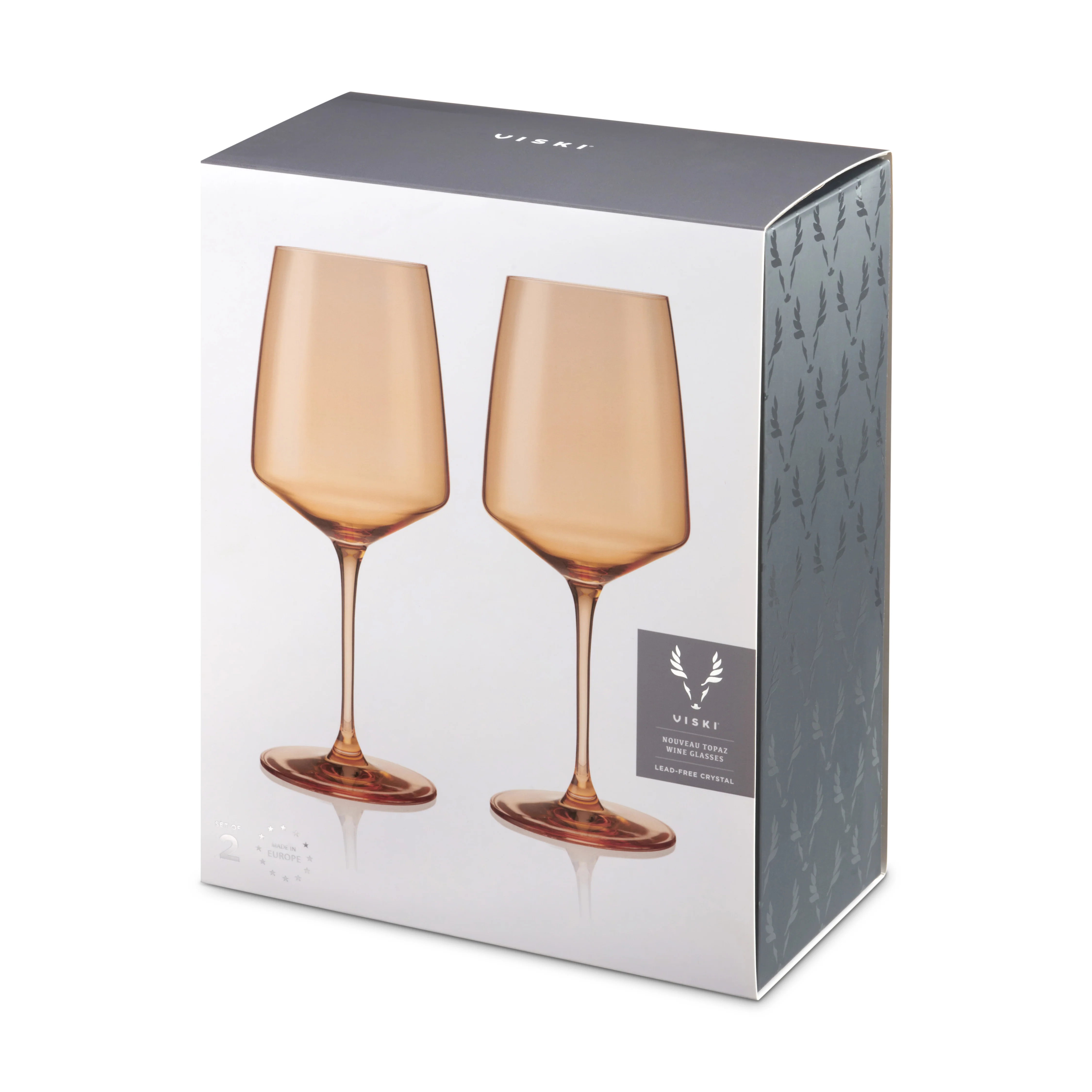 Reserve Nouveau Crystal Wine Glasses in Topaz, Set of 2 - Image 7
