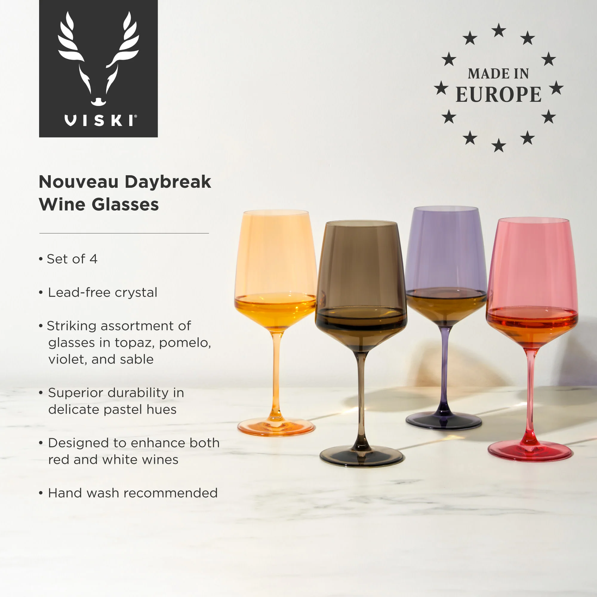 Reserve Nouveau Crystal Wine Glasses in Daybreak, Set of 4 - Image 5