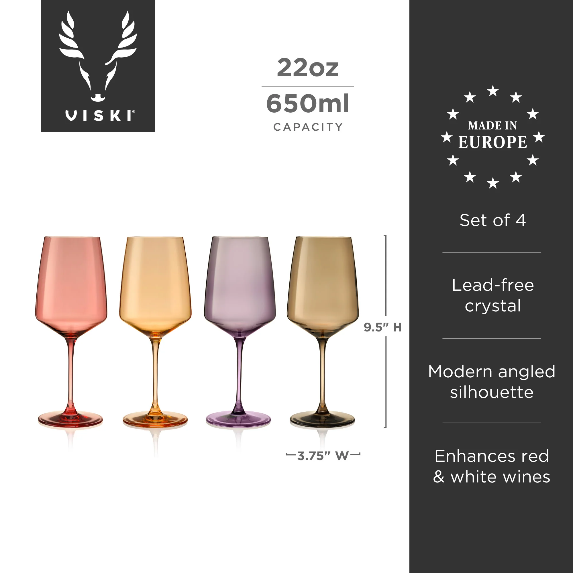 Reserve Nouveau Crystal Wine Glasses in Daybreak, Set of 4 - Image 6