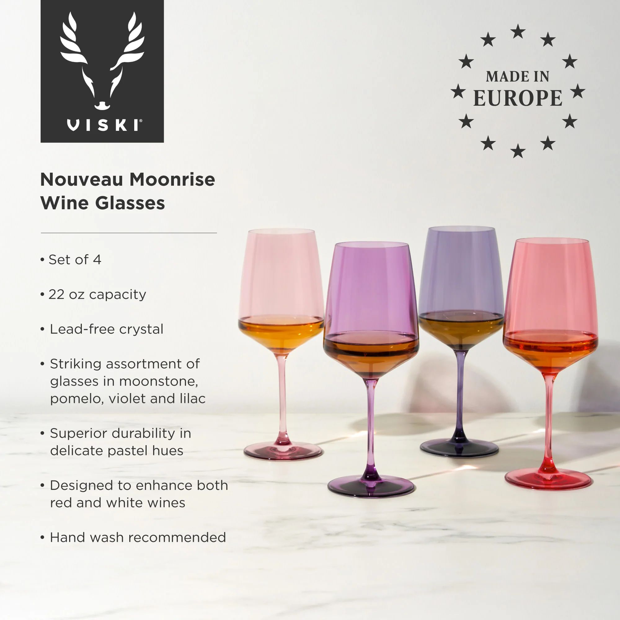 Reserve Nouveau Crystal Wine Glasses in Moonrise, Set of 4 - Image 5