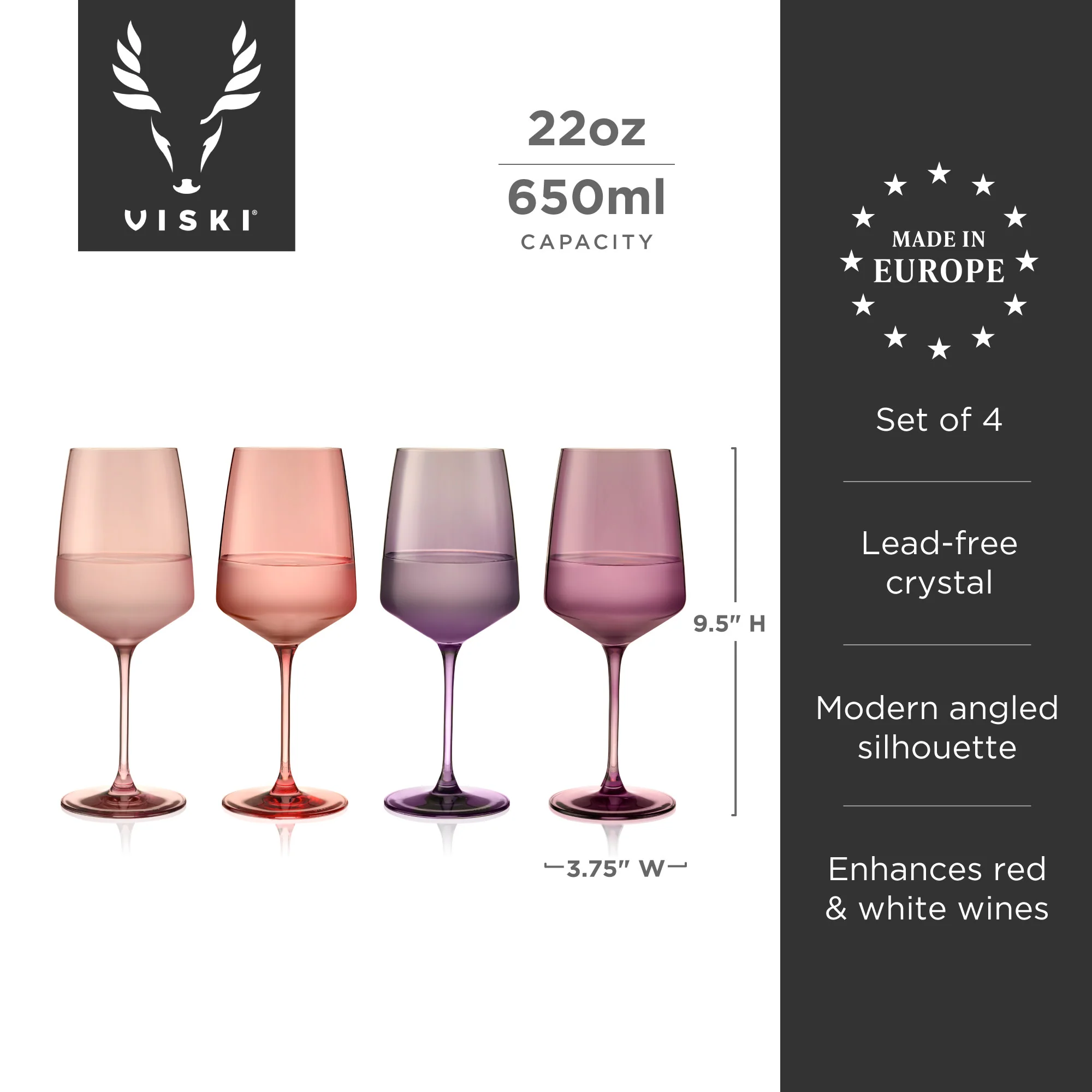 Reserve Nouveau Crystal Wine Glasses in Moonrise, Set of 4 - Image 6