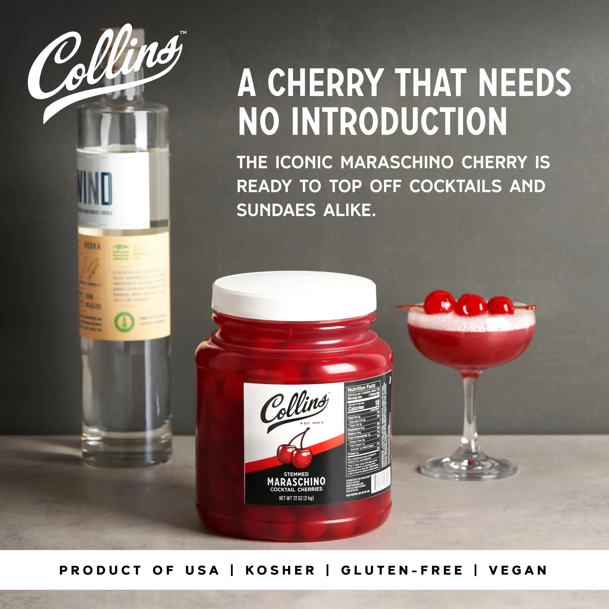 Stemmed Cocktail Cherries, 72 oz - Image 3