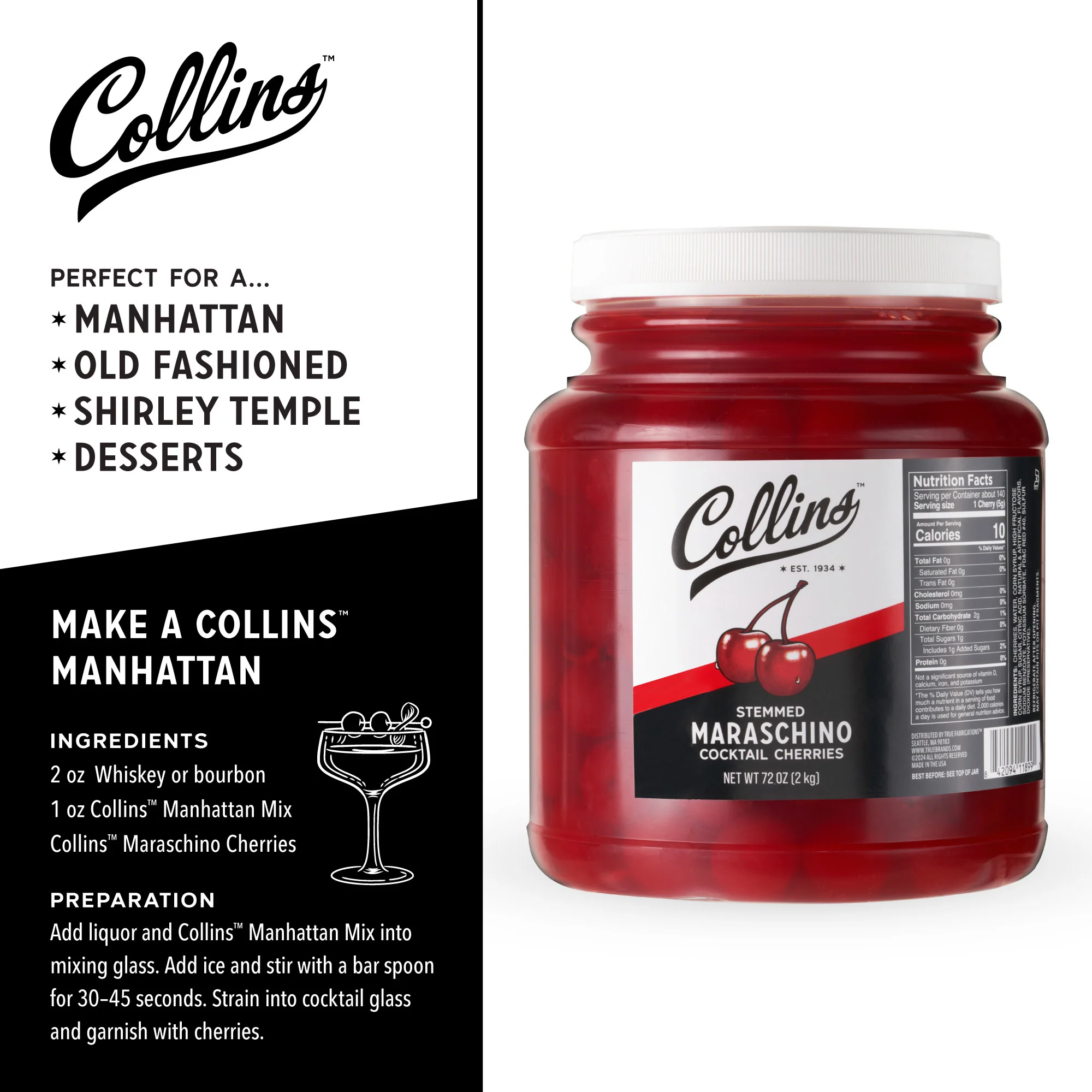 Stemmed Cocktail Cherries, 72 oz - Image 4