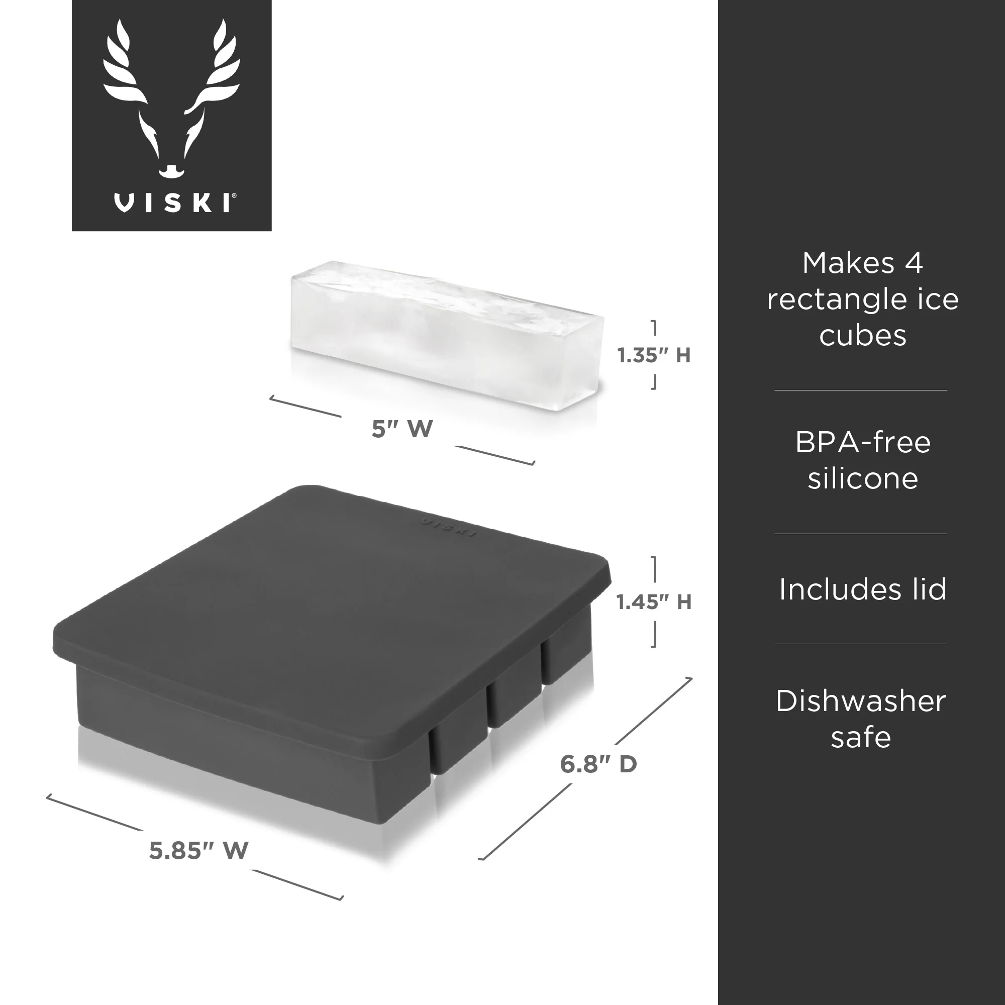 Glacier Highball Ice Cube Tray with Lid in Grey - Image 5