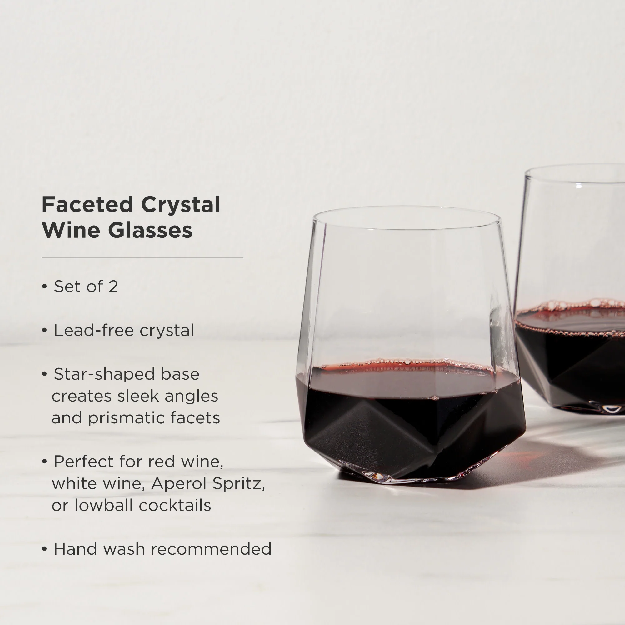 Faceted Crystal Wine Glasses - Image 5