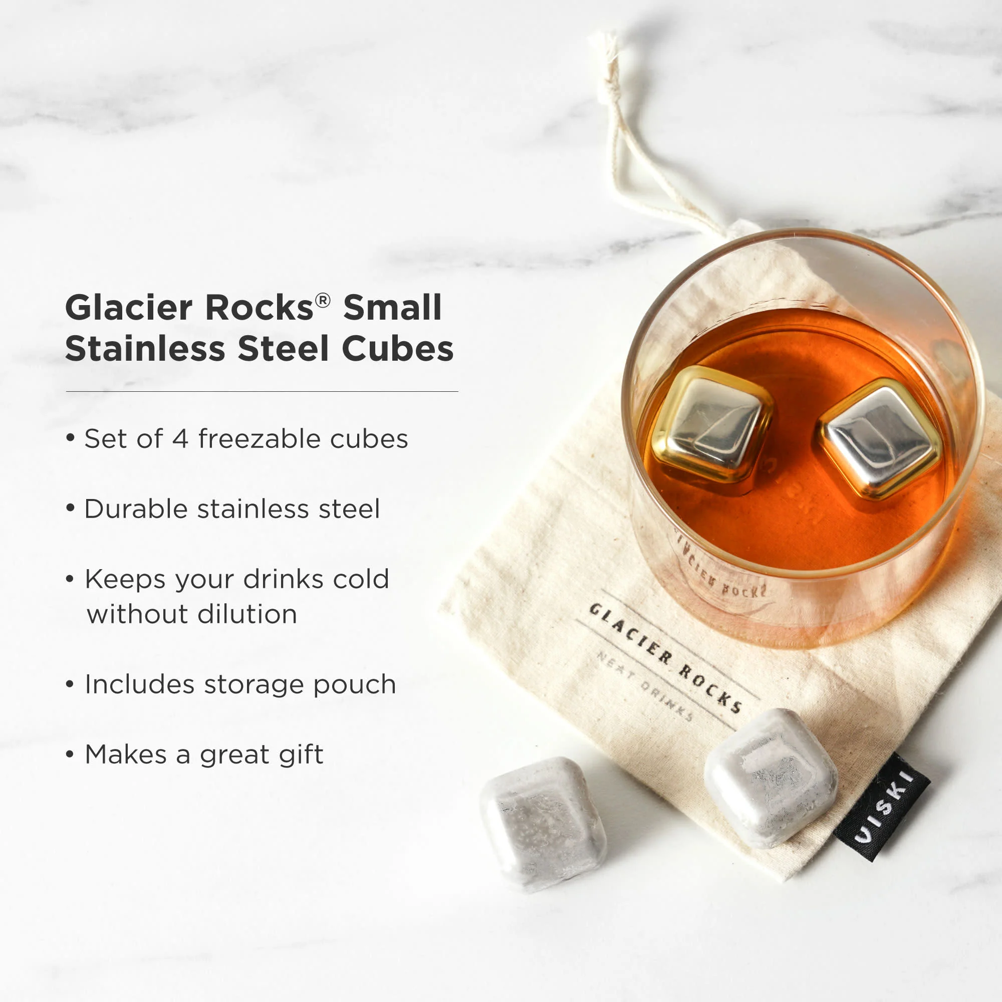 Glacier Rocks Stainless Steel Cube Set of 4 - Image 4