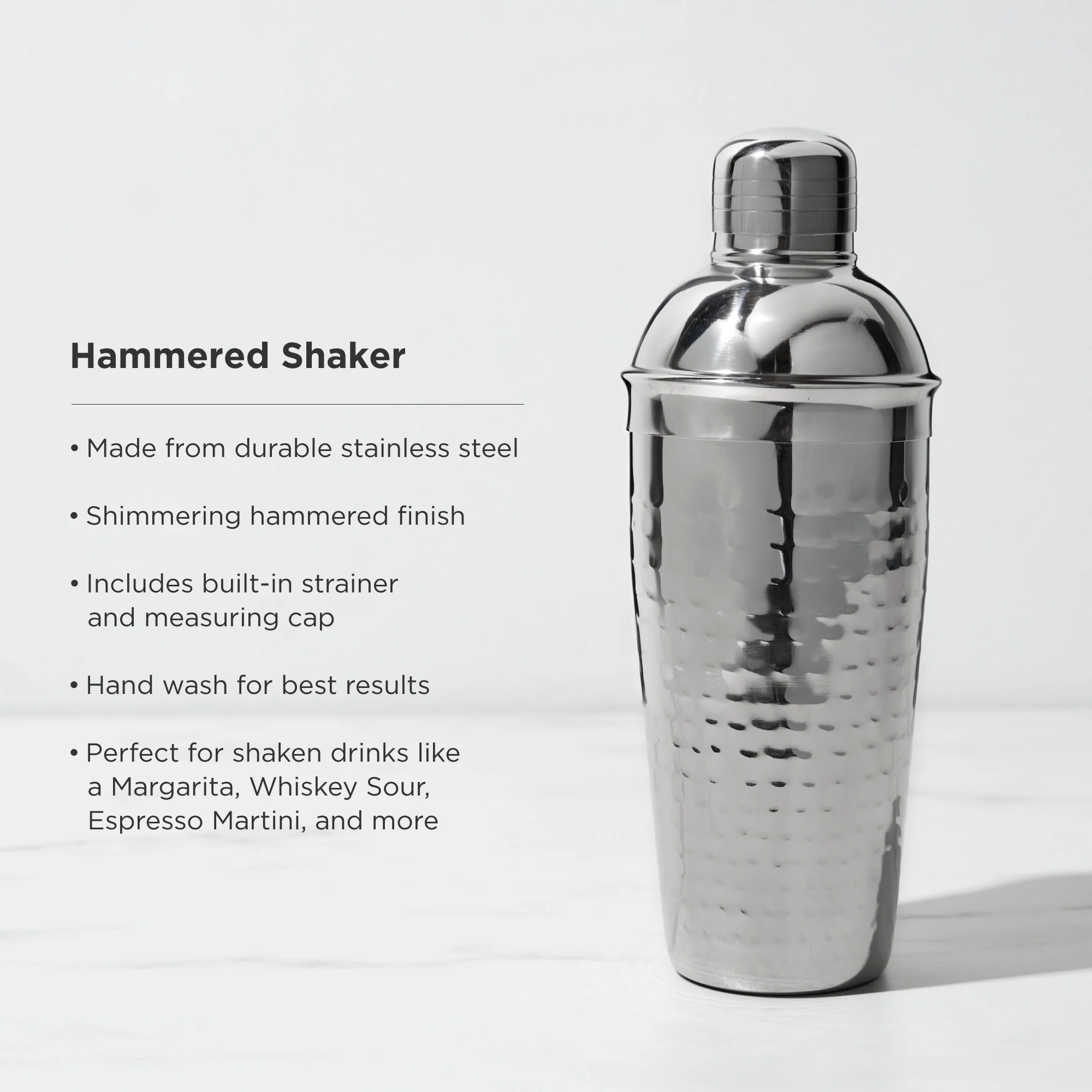 Irving Stainless Steel Hammered Cocktail Shaker - Image 5