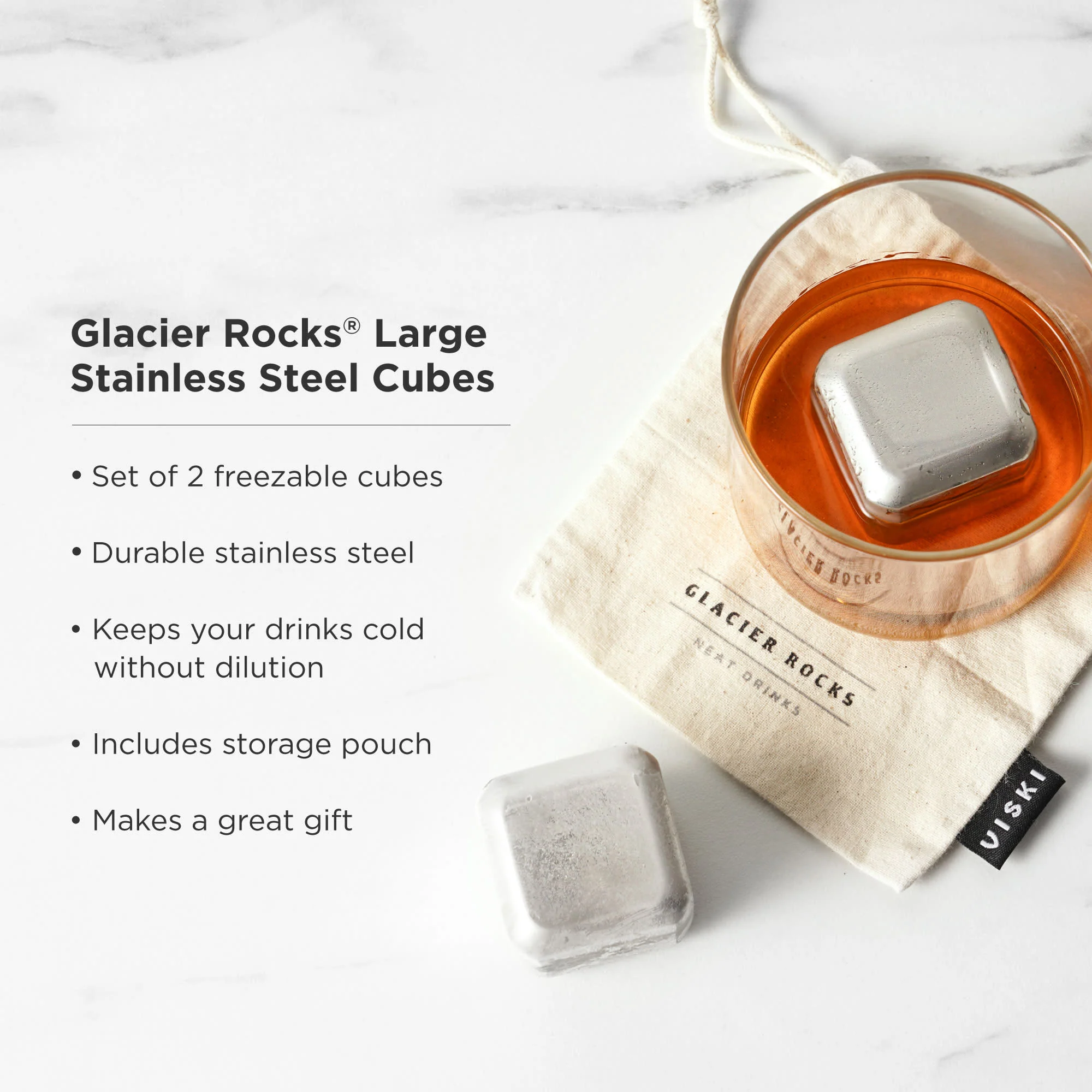 Glacier Rocks Large Stainless Steel Cube Set of 2 - Image 4